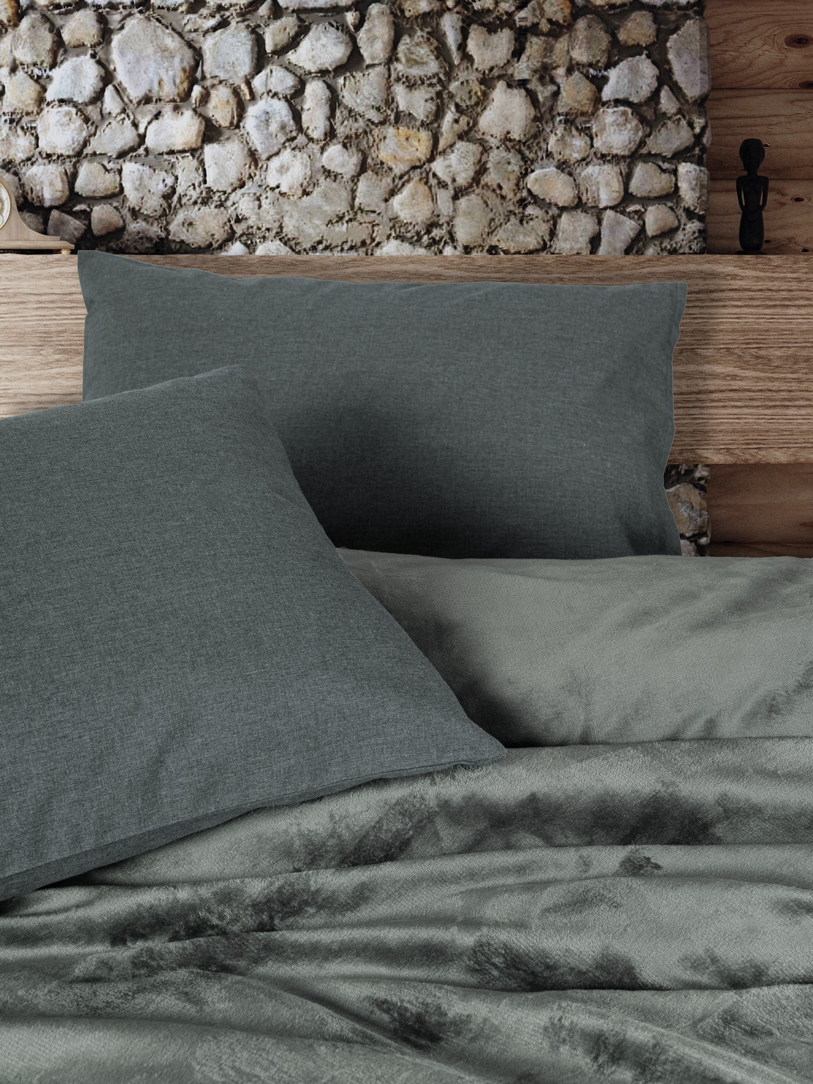 Cotton Box-Velvet Çift Kişilik Nevresim Takımı Flossy Gri-Nevresim Takımı-2-Milagron.com