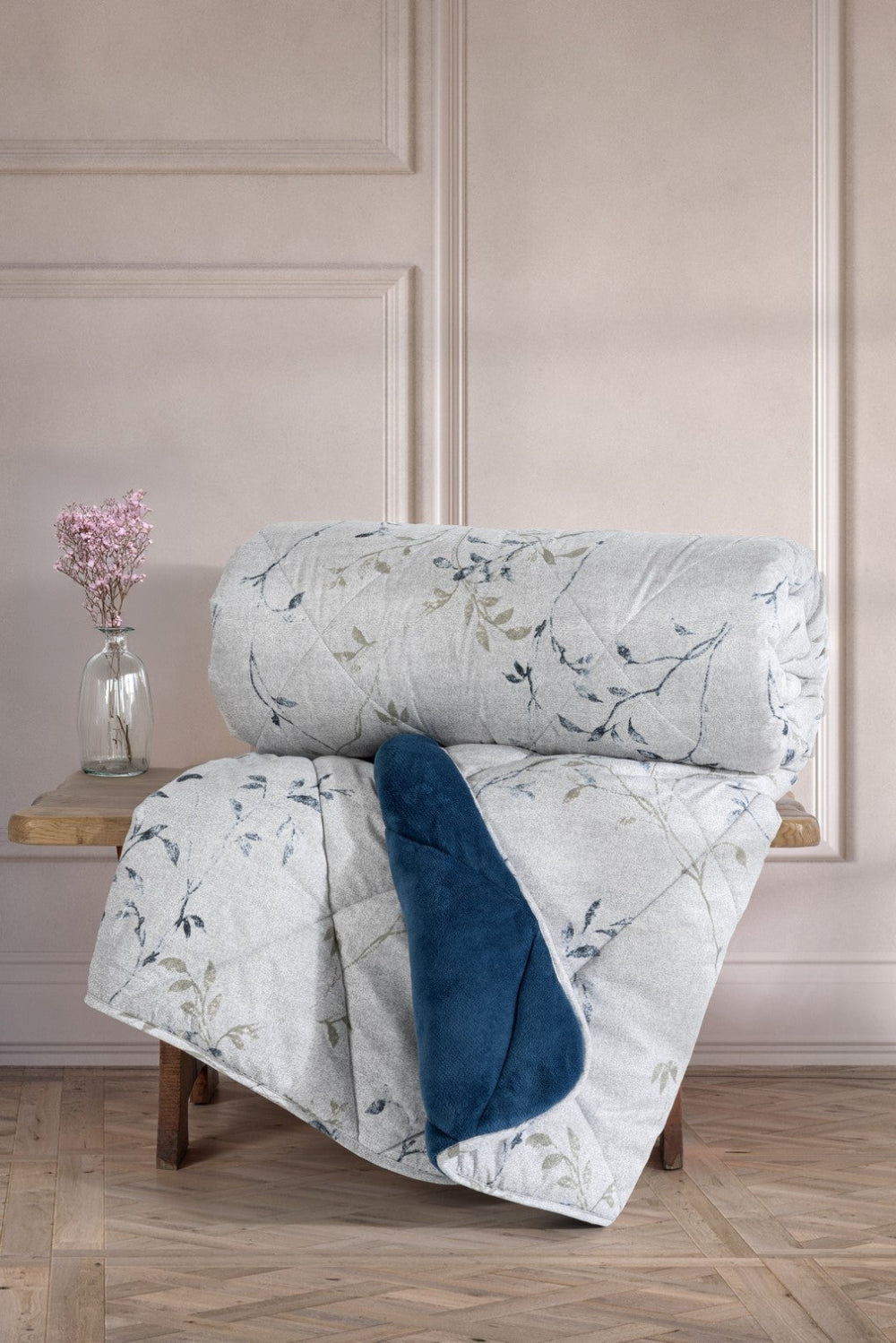 Cotton Box-Cotton Box Velvet çift Kişilik Yorgan Nitsa Denim 195x215 Cm-Çift Kişilik Yorgan-1-Milagron.com