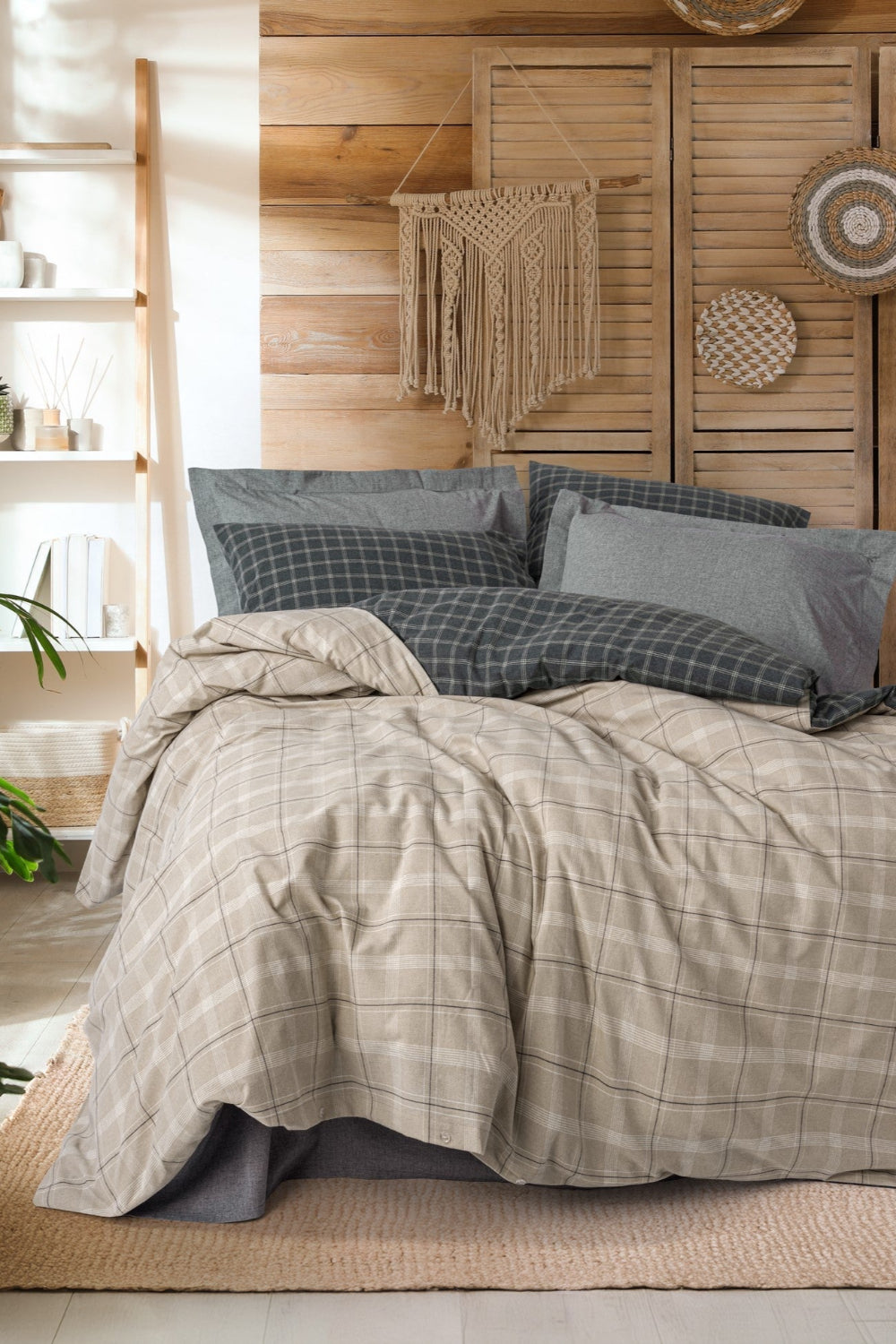 Cotton Box-Warm Flanel Çift Kişilik Nevresim Takımı Siiras Gri-Nevresim Takımı-1-Milagron.com