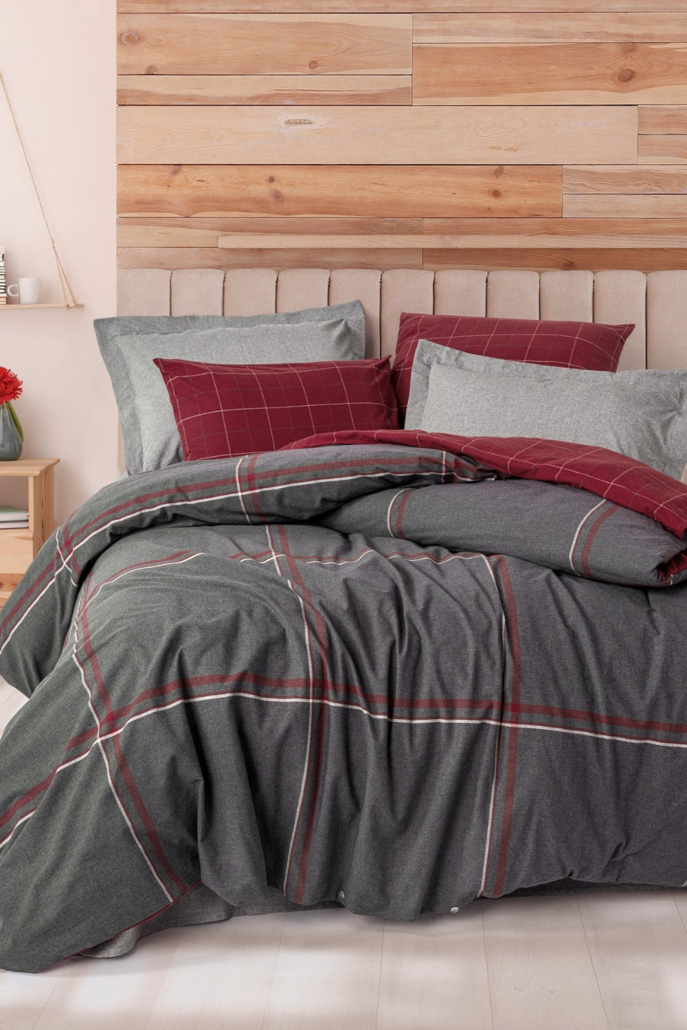 Cotton Box-Warm Flanel Tek Kişilik Nevresim Takımı Sento Gri-Nevresim Takımı-1-Milagron.com