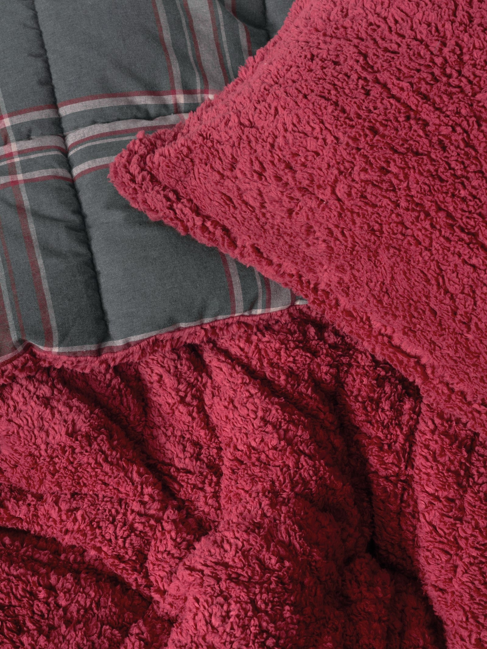 Cozy Home-Festive Çift Kişilik Çift Taraflı Peluş Yorgan Noel Kırmızı-Yorgan-2-Milagron.com