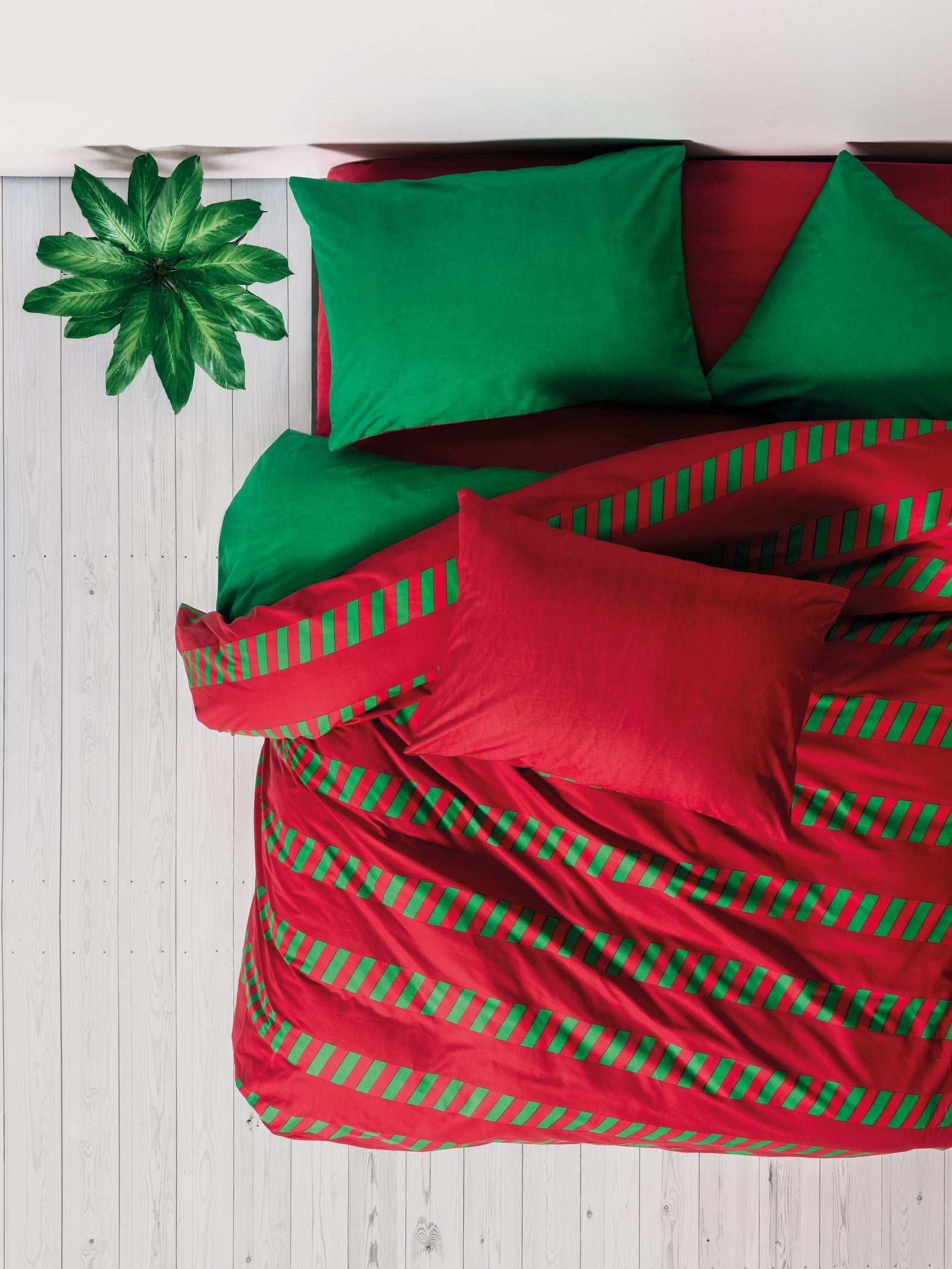 Cozy Home-Cozy Home Festive çift Kişilik Lastikli çarşaflı Nevresim Takımı Holly Yeşil-Nevresim Takımı-2-Milagron.com