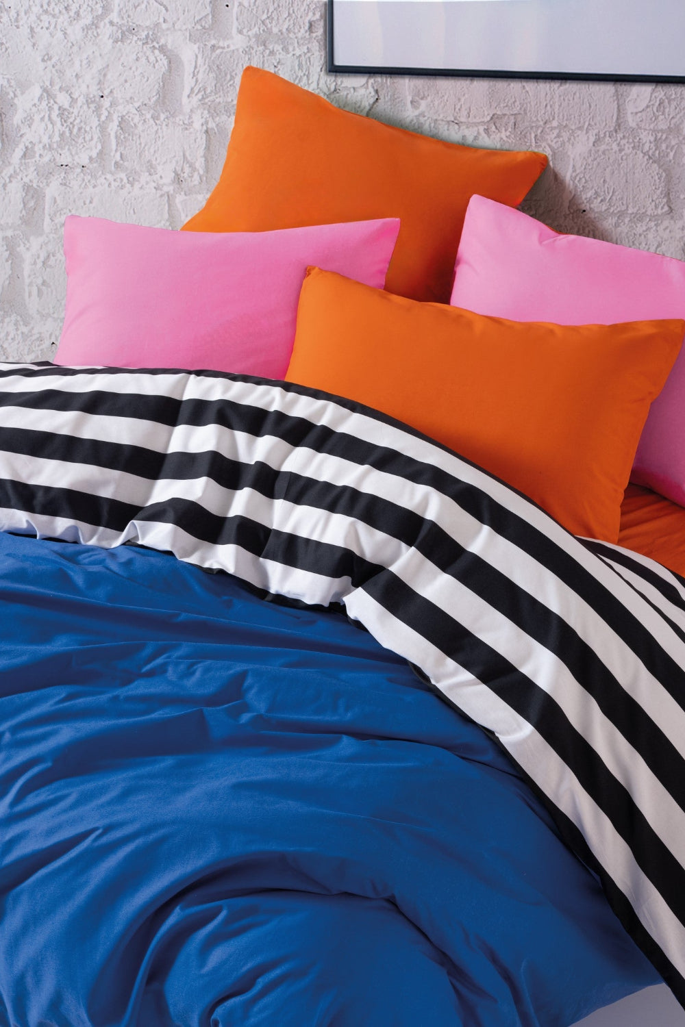 Cozy Home-Cozy Home Popping Colors çift Kişilik Lastikli çarşaflı Nevresim Takımı Dusk Mavi 180x200-Çift Kişilik Nevresim Takımı-1-Milagron.com