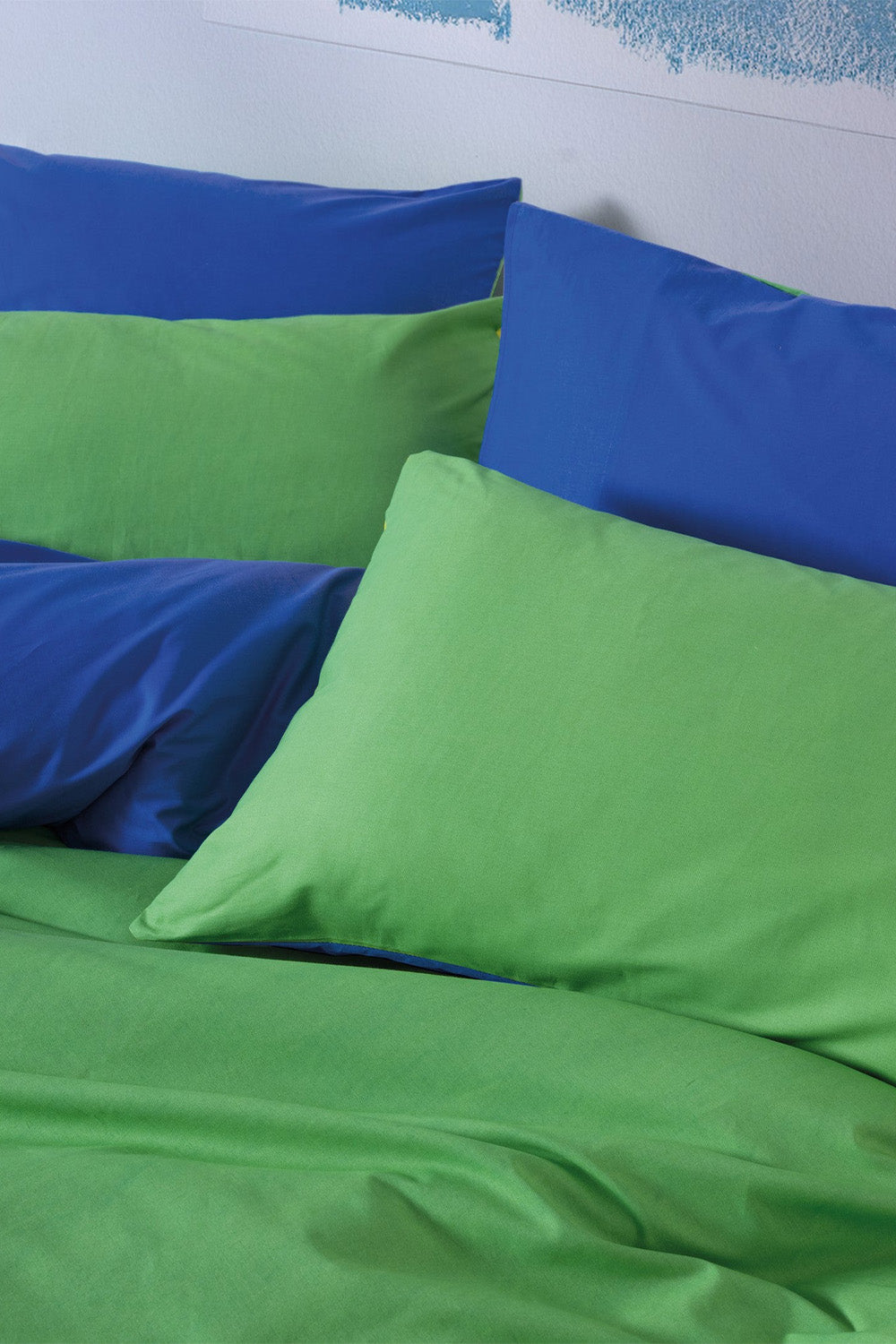 Cozy Home-Popping Colors Çift Kişilik Lastikli Çarşaflı Nevresim Takımı Sage Yeşil Mavi-Nevresim Takımı-2-Milagron.com
