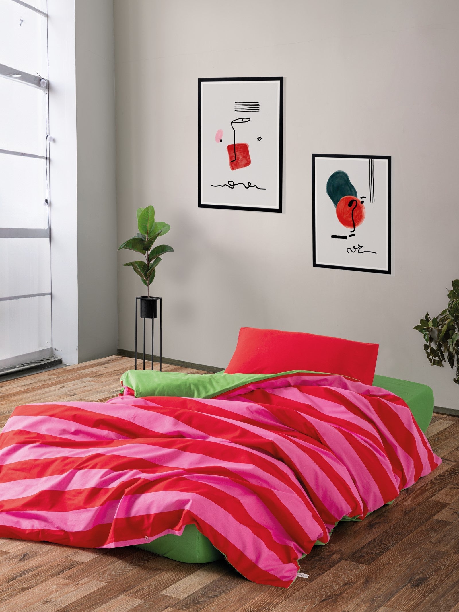 Cozy Home-Cozy Home Popping Colors Tek Kişilik Lastikli çarşaflı Nevresim Takımı Cherie Yeşil-Tek Kişilik Nevresim Takımı-2-Milagron.com