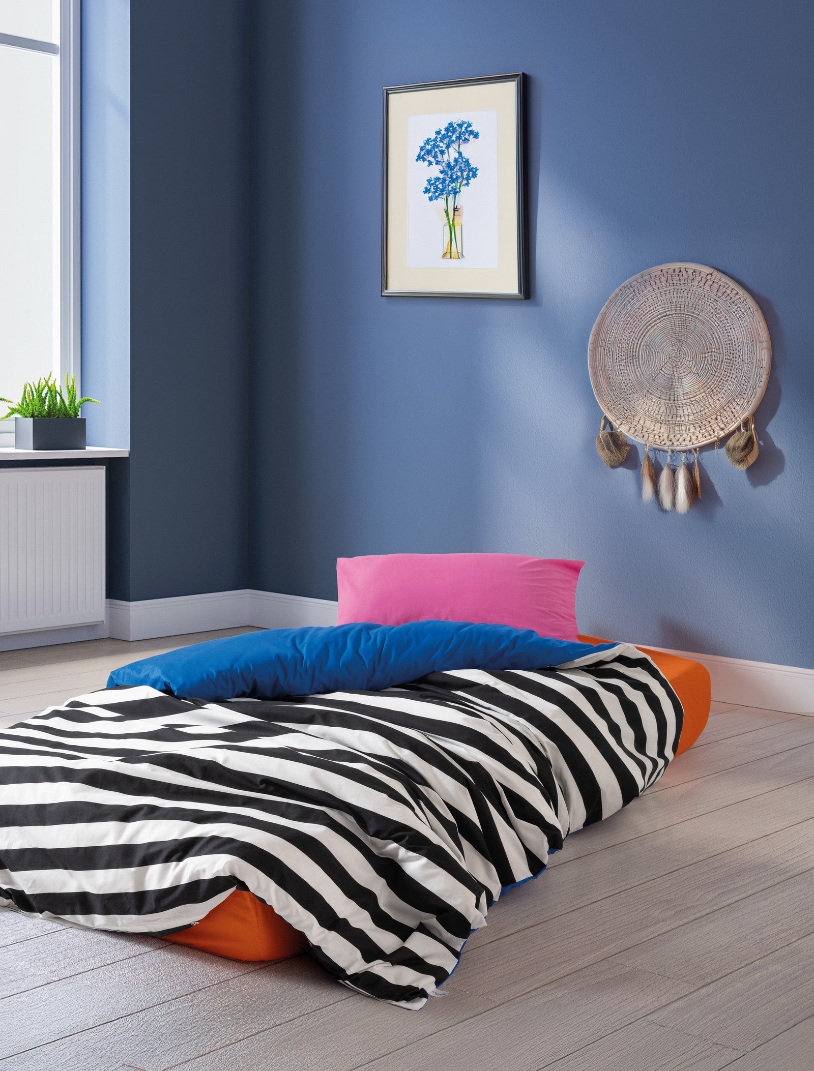 Cozy Home-Cozy Home Popping Colors Tek Kişilik Lastikli çarşaflı Nevresim Takımı Dusk Mavi-Tek Kişilik Nevresim Takımı-4-Milagron.com