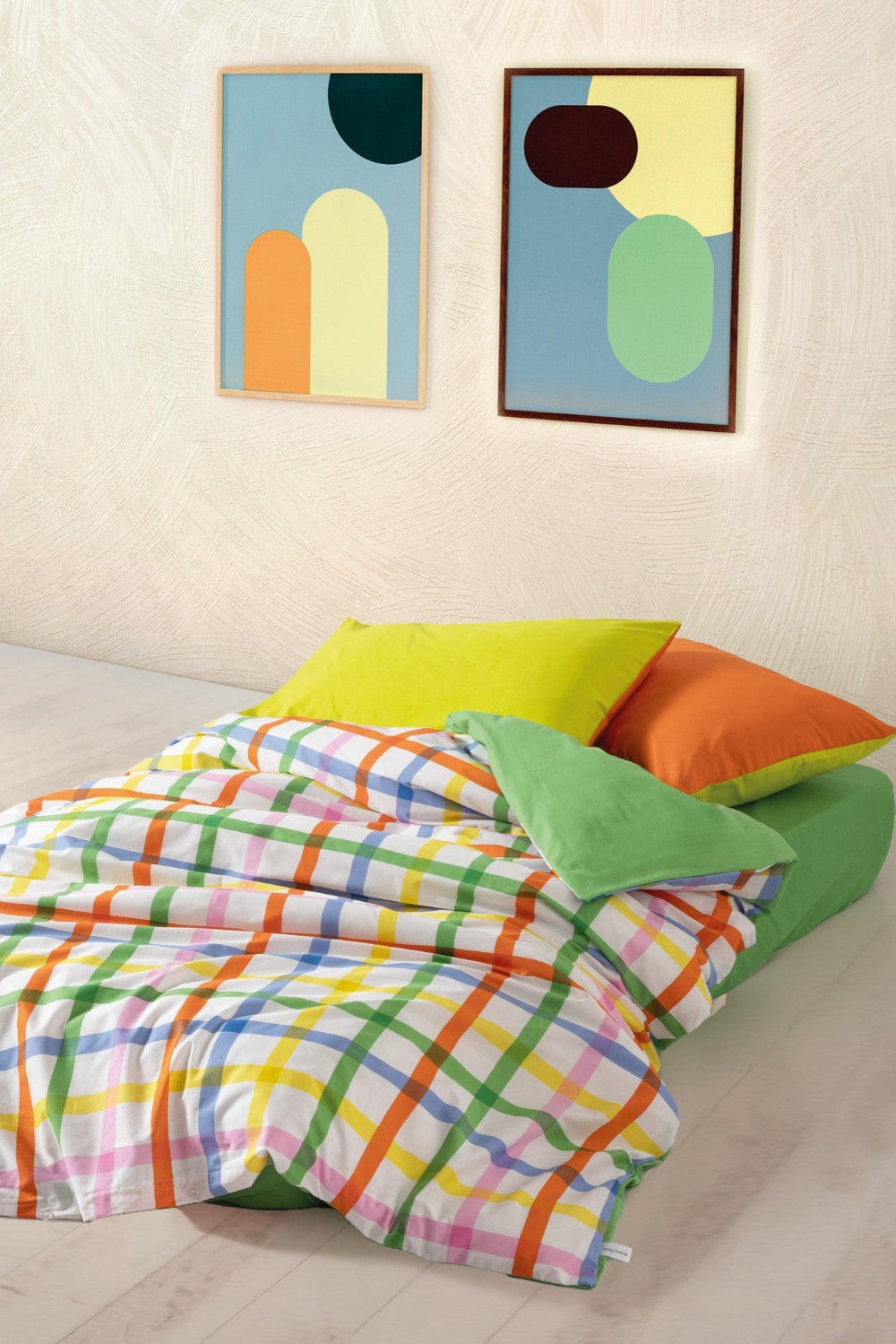 Cozy Home-Cozy Home Popping Colors Tek Kişilik Lastikli çarşaflı Nevresim Takımı Hype Yeşil-Tek Kişilik Nevresim Takımı-1-Milagron.com