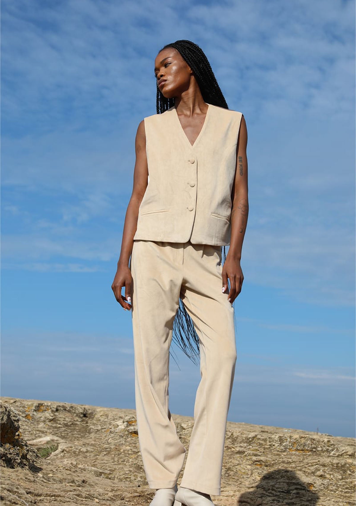 Tiny-Krem Kadife Yelek-Yelek-6-Milagron.com