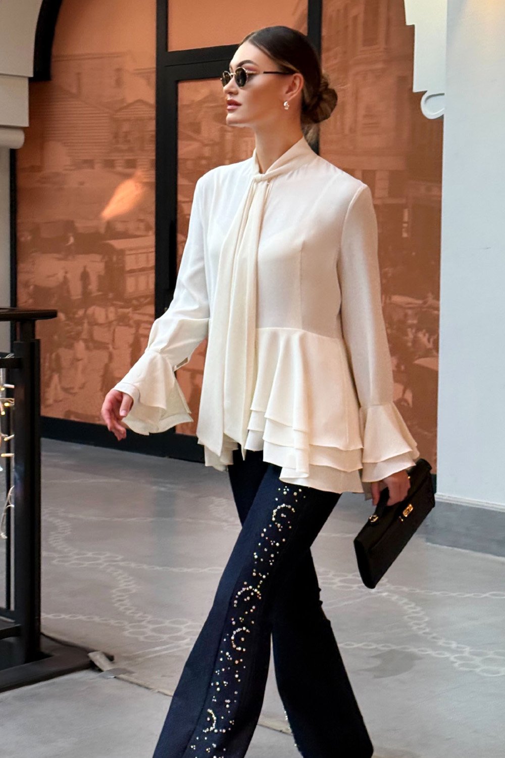 Crescent Line-Dewdrop Gömlek Bluz-Gömlek-13-Milagron.com