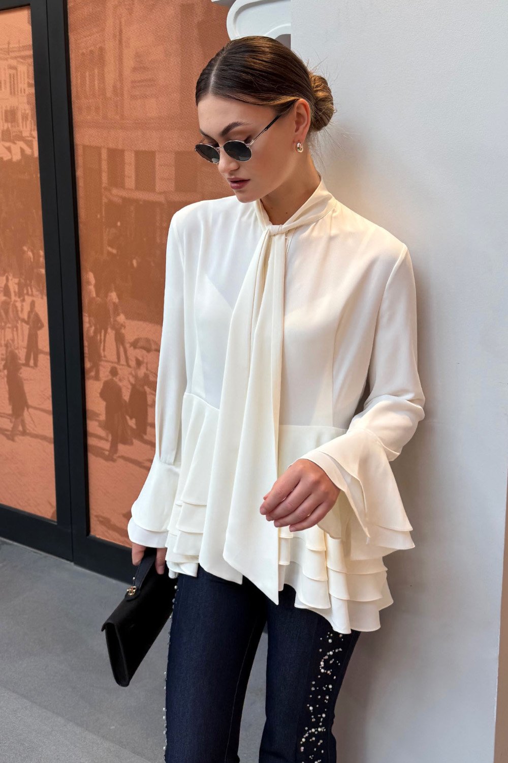 Crescent Line-Dewdrop Gömlek Bluz-Gömlek-5-Milagron.com