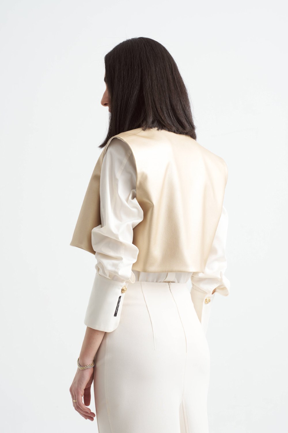 Crescent Line-Grace Gömlek Bodysuit Krem-Gömlek-3-Milagron.com