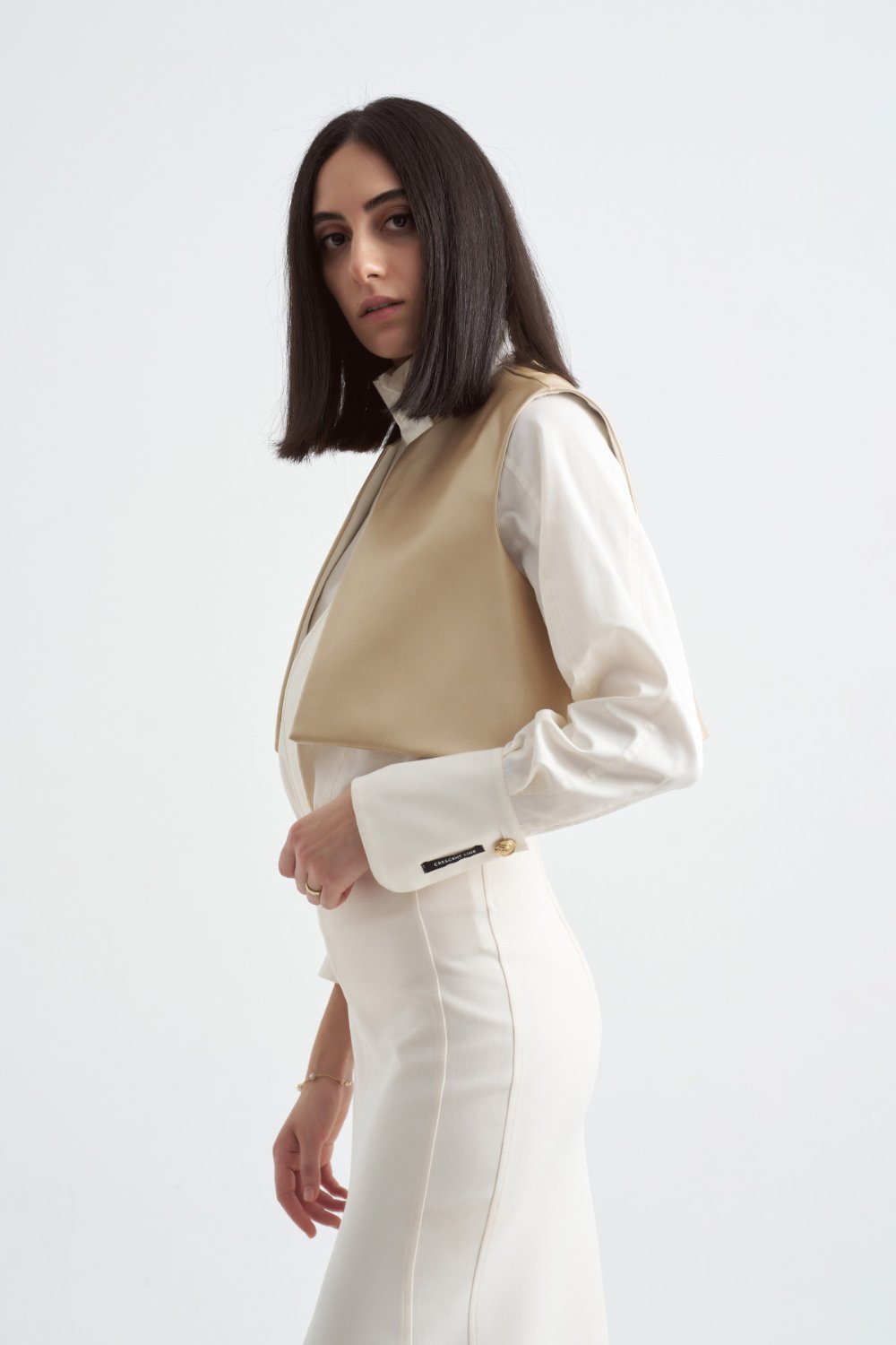 Crescent Line-Grace Gömlek Bodysuit Krem-Gömlek-4-Milagron.com