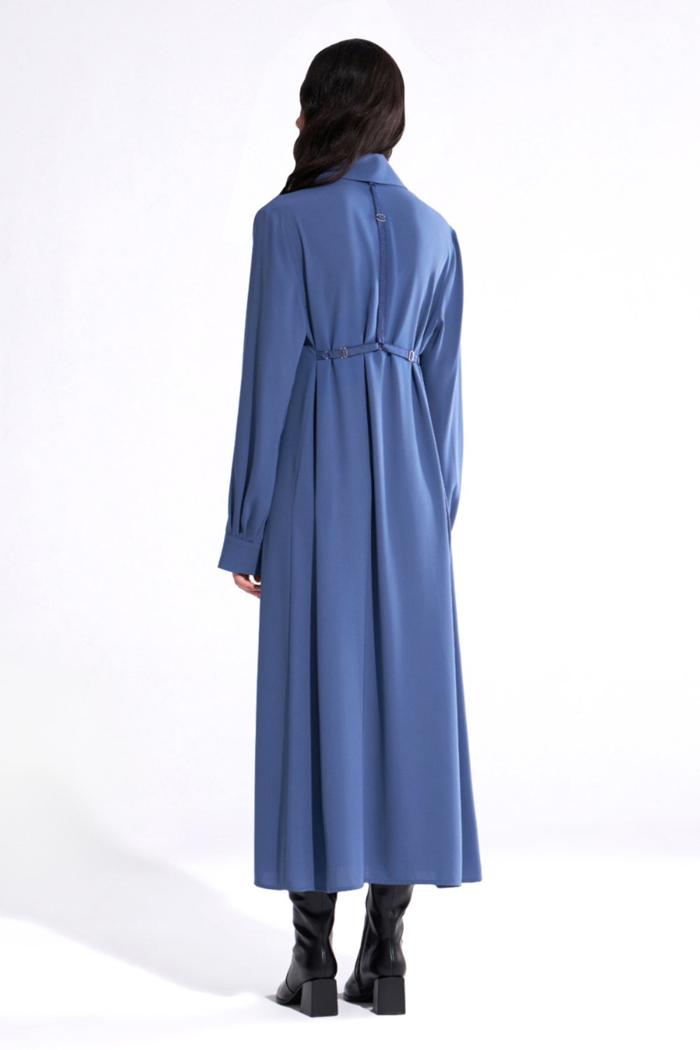 Crescent Line-Tide Gömlek Elbise Mavi-Elbise-3-Milagron.com