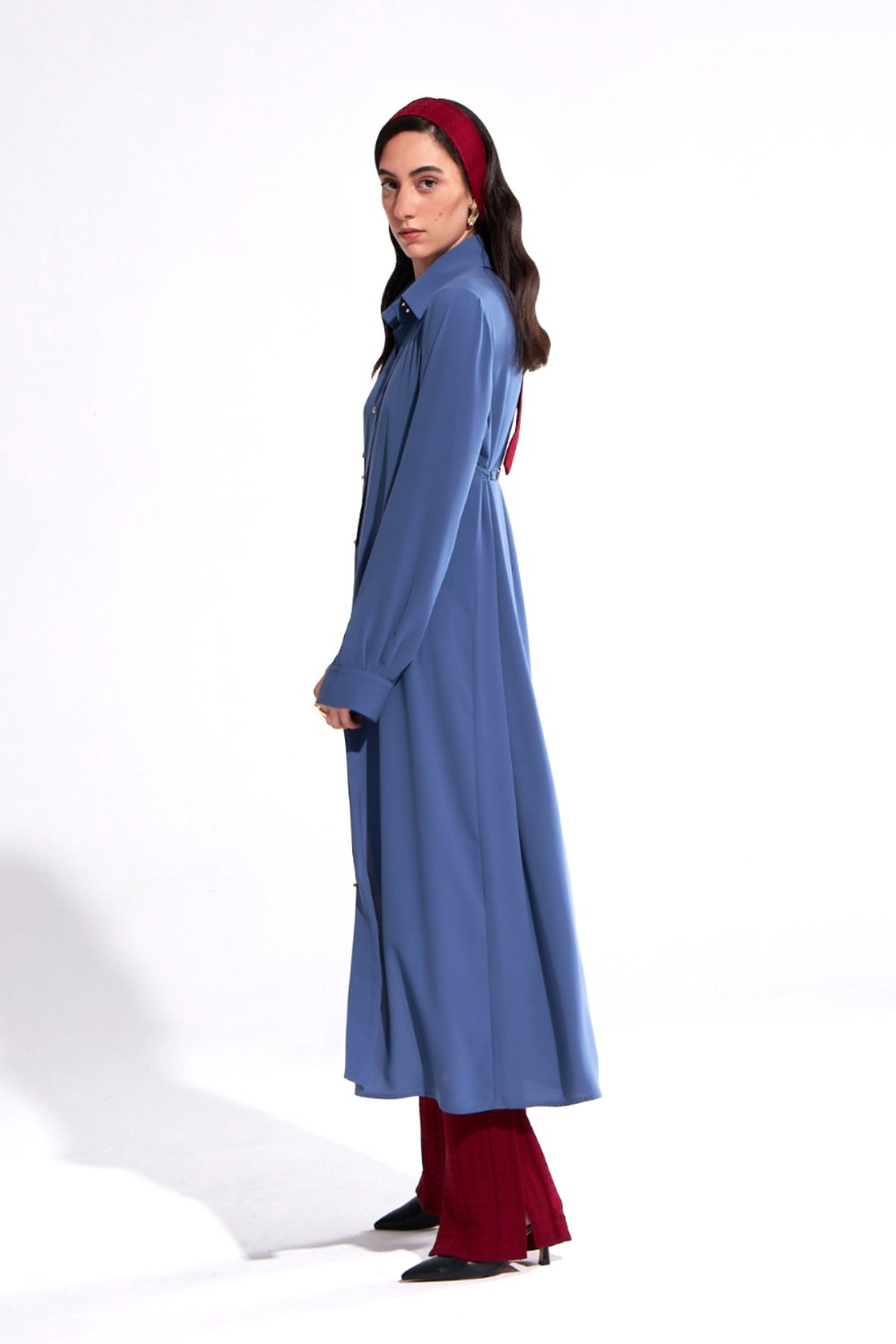 Crescent Line-Tide Gömlek Elbise Mavi-Elbise-7-Milagron.com