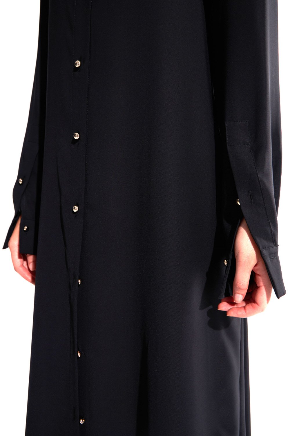 Crescent Line-Tide Gömlek Elbise Siyah-Elbise-5-Milagron.com