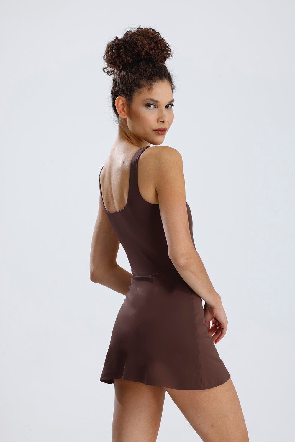 Dainova-Noa Kahverengi Şort Elbise-Elbise-4-Milagron.com