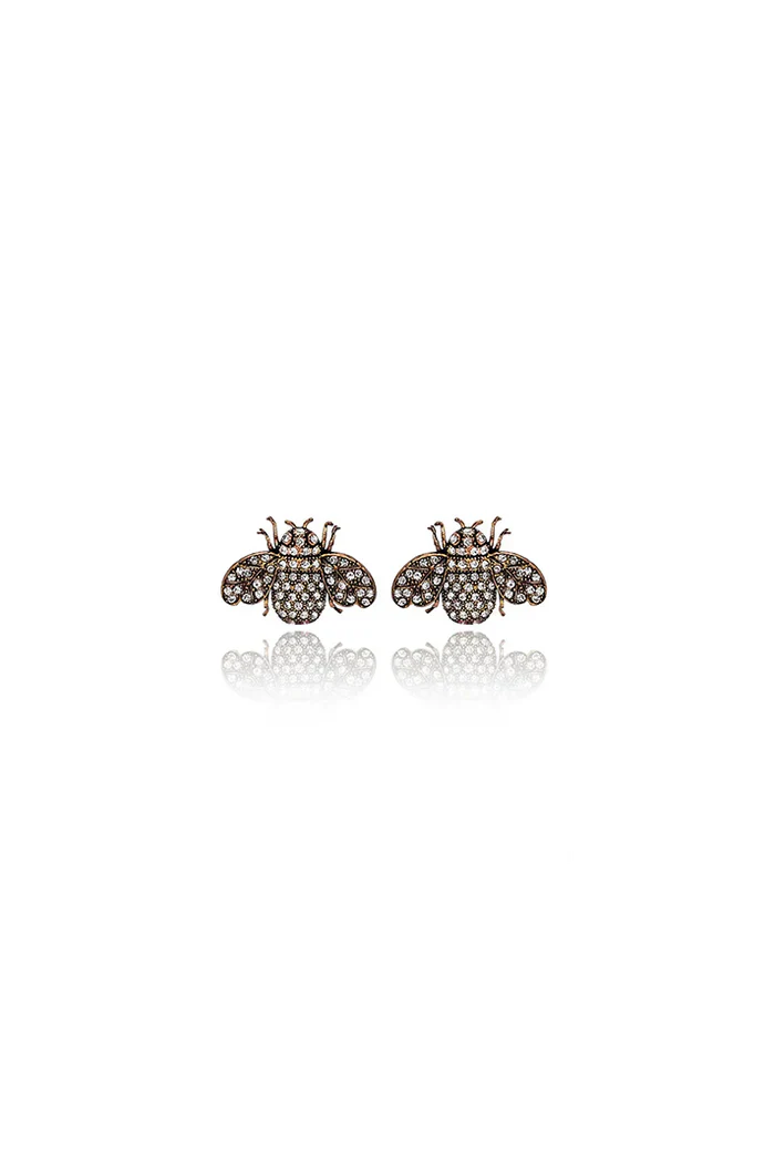 Damla Kalender-Be Bee Earrings With Pearl-Küpe-4-Milagron.com