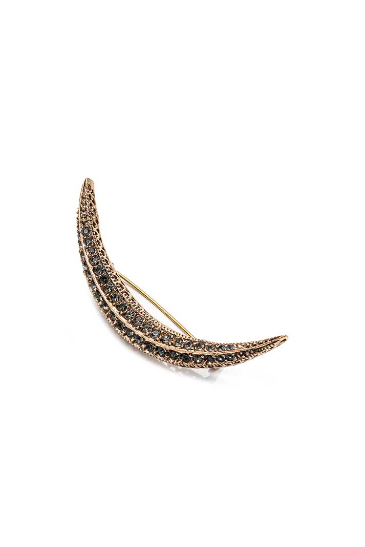 Damla Kalender-Diamond Crescent Brooch Medium-Broş-3-Milagron.com