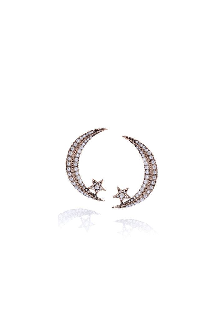 Damla Kalender-Diamond Crescent Earrings-Küpe-4-Milagron.com