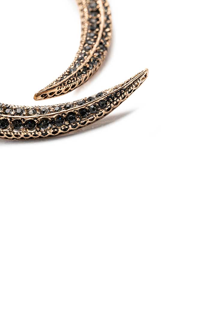 Damla Kalender-Diamond Crescent Earrings Medium-Küpe-3-Milagron.com
