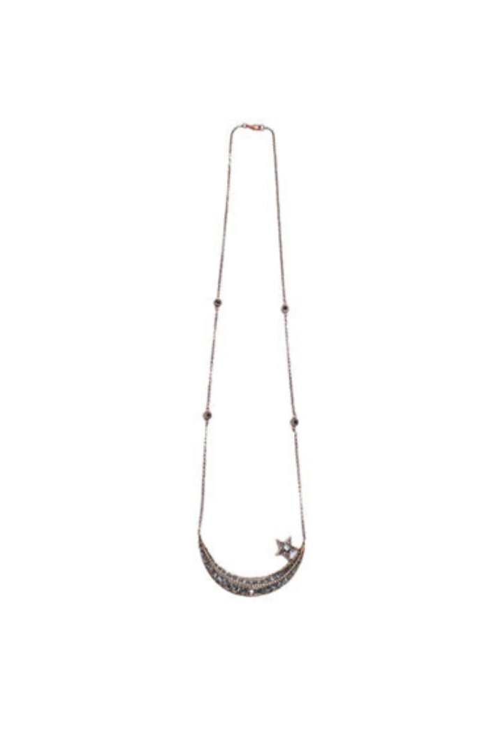 Damla Kalender-Diamond Crescent Necklace-Kolye-2-Milagron.com