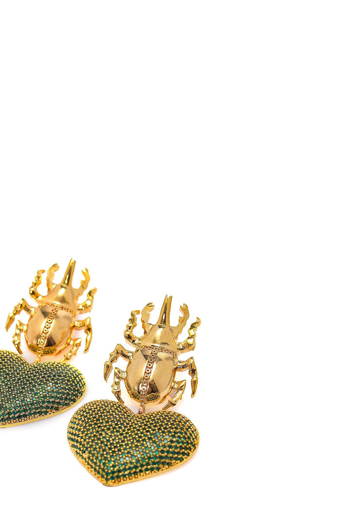 Damla Kalender-Emerald Scarab Beetle Earrings-Küpe-3-Milagron.com