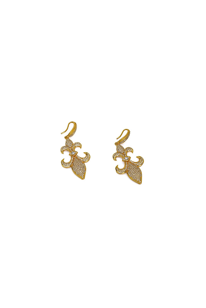 Damla Kalender-Golden Fleur De Lis Earrings-Küpe-2-Milagron.com