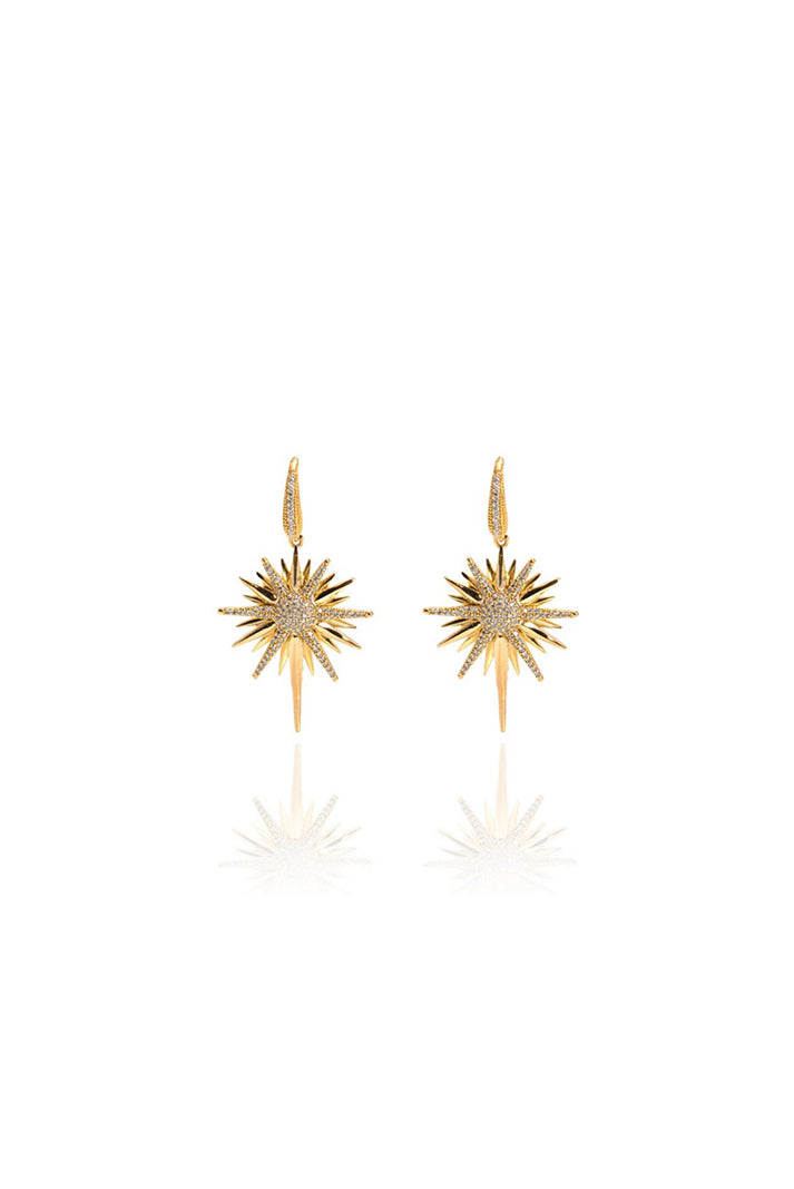Damla Kalender-Golden Pole Star Earrings-Küpe-1-Milagron.com