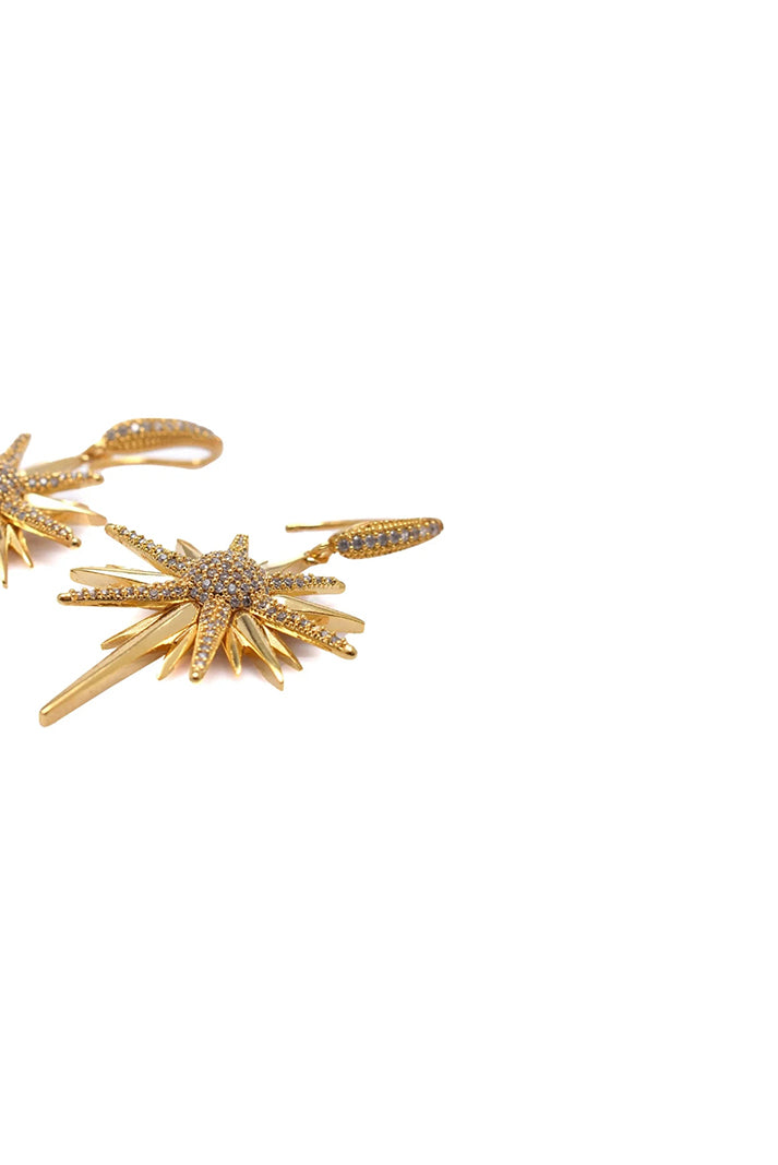 Damla Kalender-Golden Pole Star Earrings-Küpe-3-Milagron.com