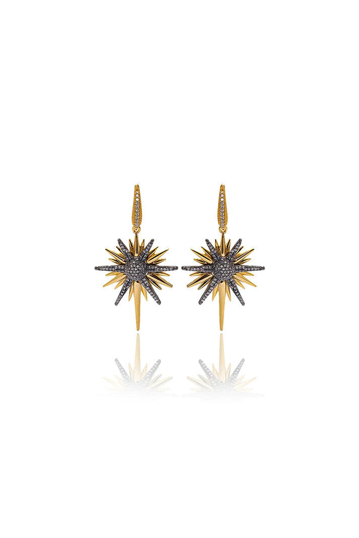 Damla Kalender-Golden Pole Star Earrings-Küpe-4-Milagron.com