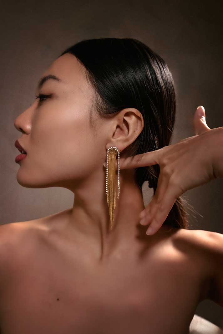 Damla Kalender-Golden Rain Earrings-Küpe-5-Milagron.com