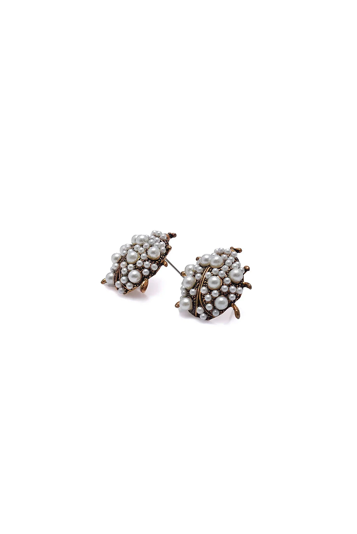 Damla Kalender-Miss Ladybug Earrings With Pearl-Küpe-3-Milagron.com
