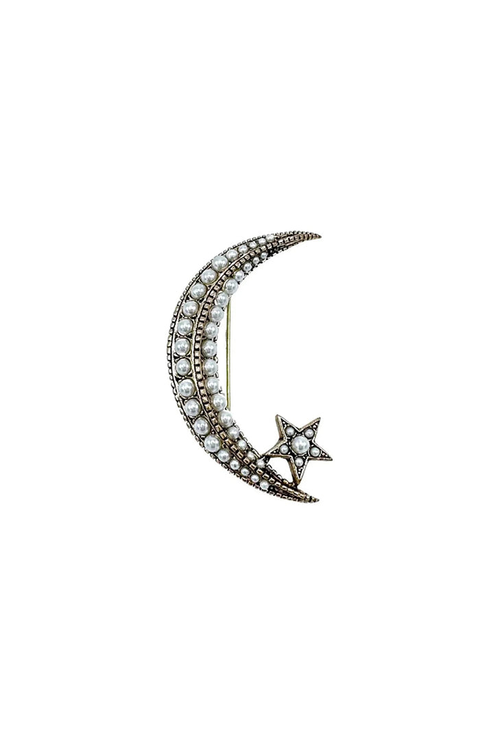 Damla Kalender-Pearl Crescent Brooch-Broş-2-Milagron.com