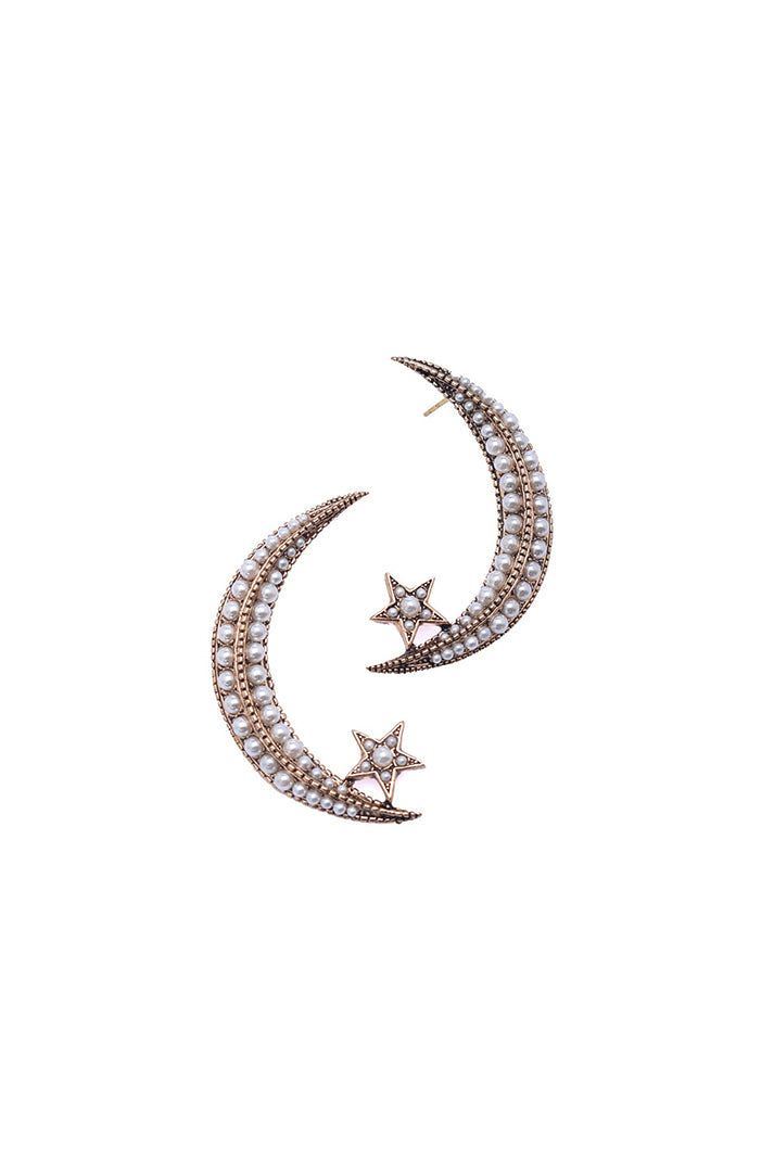 Damla Kalender-Pearl Crescent Earrings-Küpe-2-Milagron.com