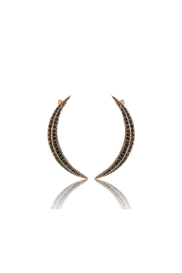 Damla Kalender-Pearl Crescent Earrings Medium-Küpe-4-Milagron.com