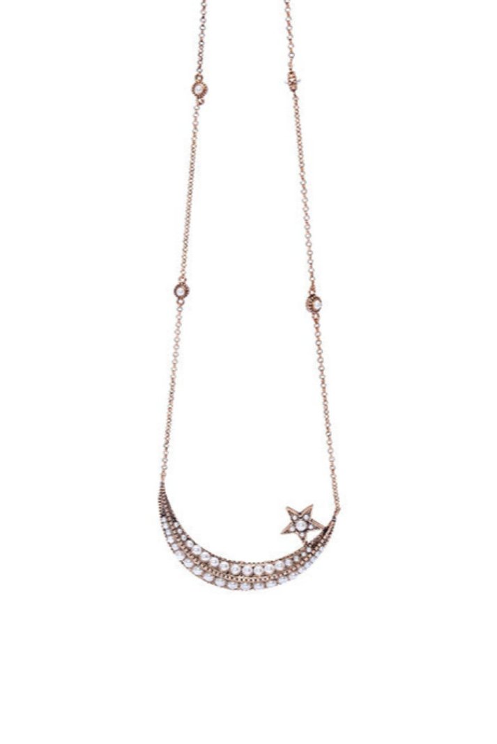 Damla Kalender-Pearl Crescent Necklace-Kolye-2-Milagron.com