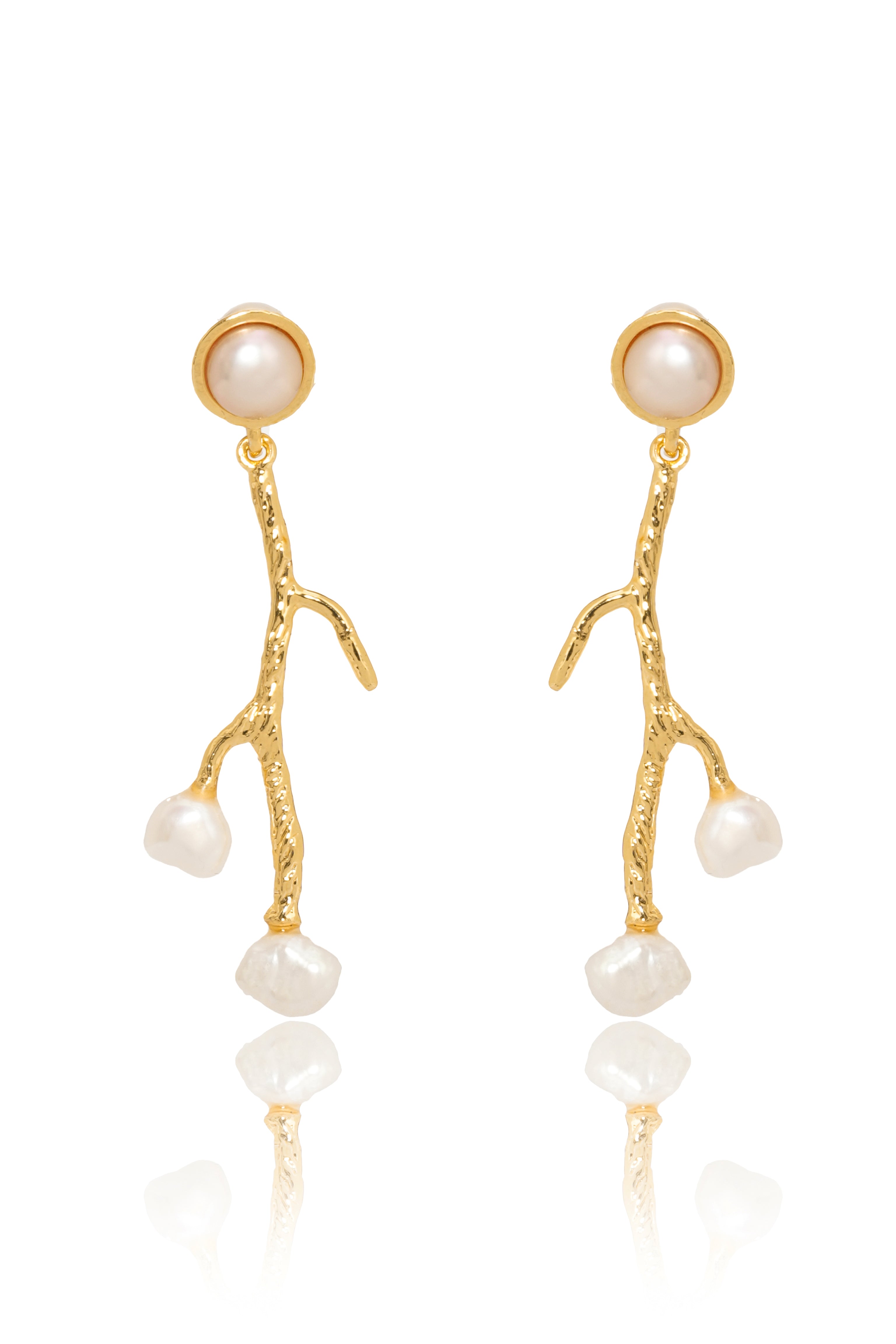Damla Kalender-Pearl Twig Earrings-Küpe-1-Milagron.com