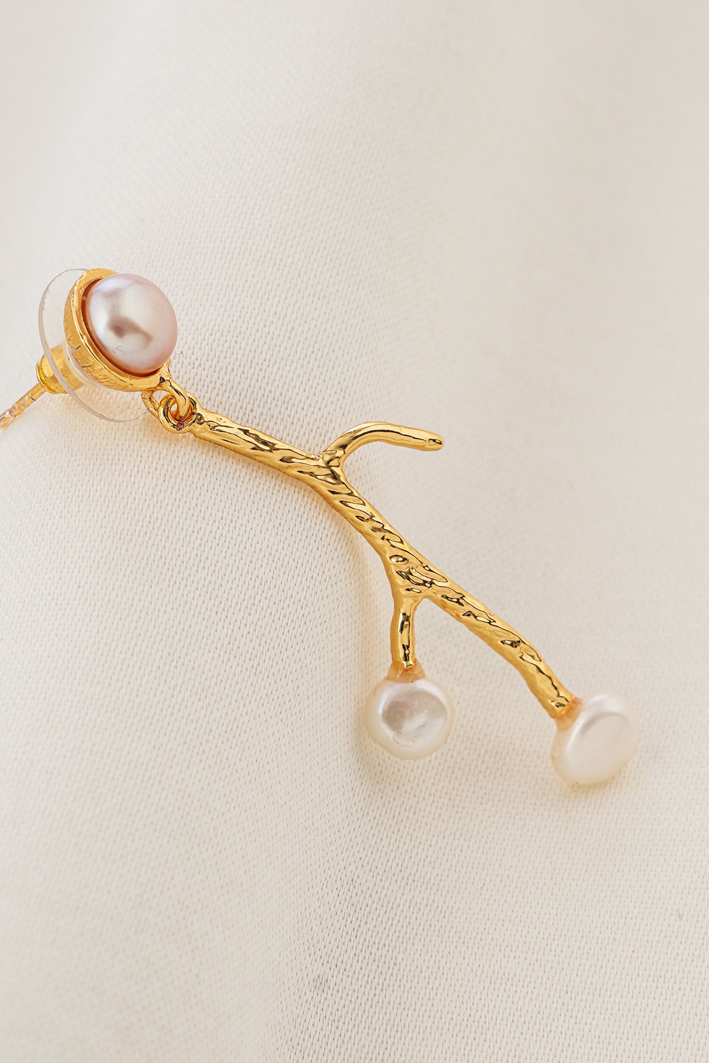 Damla Kalender-Pearl Twig Earrings-Küpe-3-Milagron.com