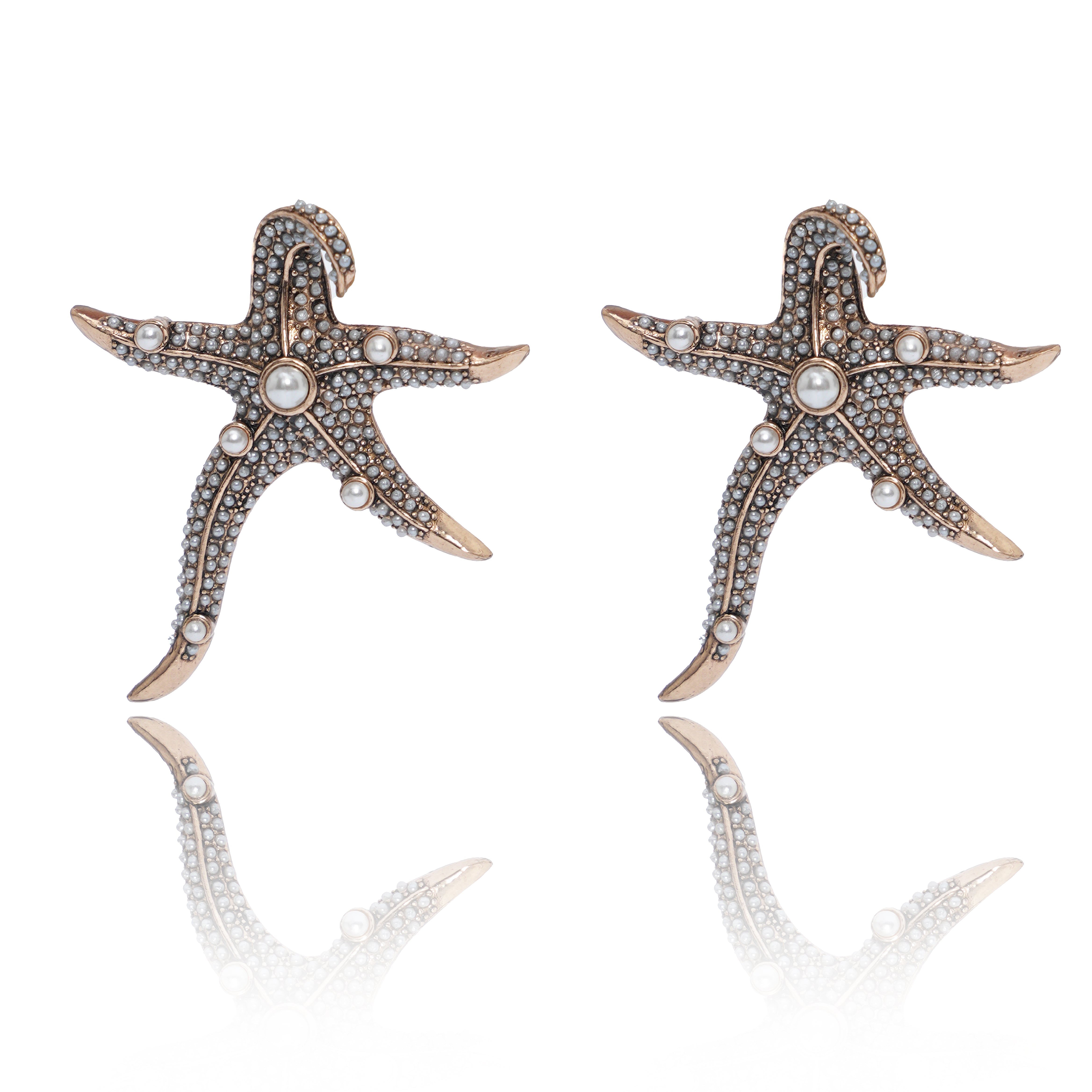 Damla Kalender-Pearly Starfish Earrings-1-Milagron.com