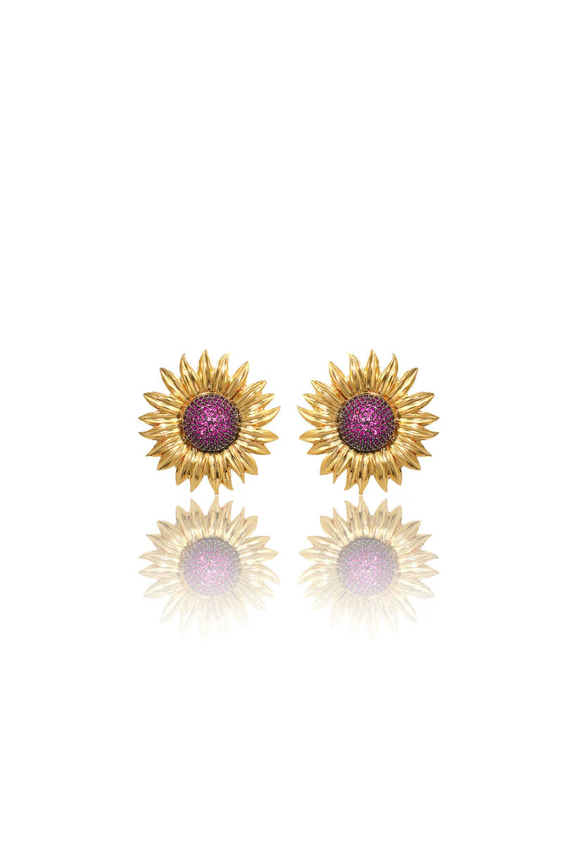 Damla Kalender-Sunflower Blacky Earrings-Küpe-2-Milagron.com