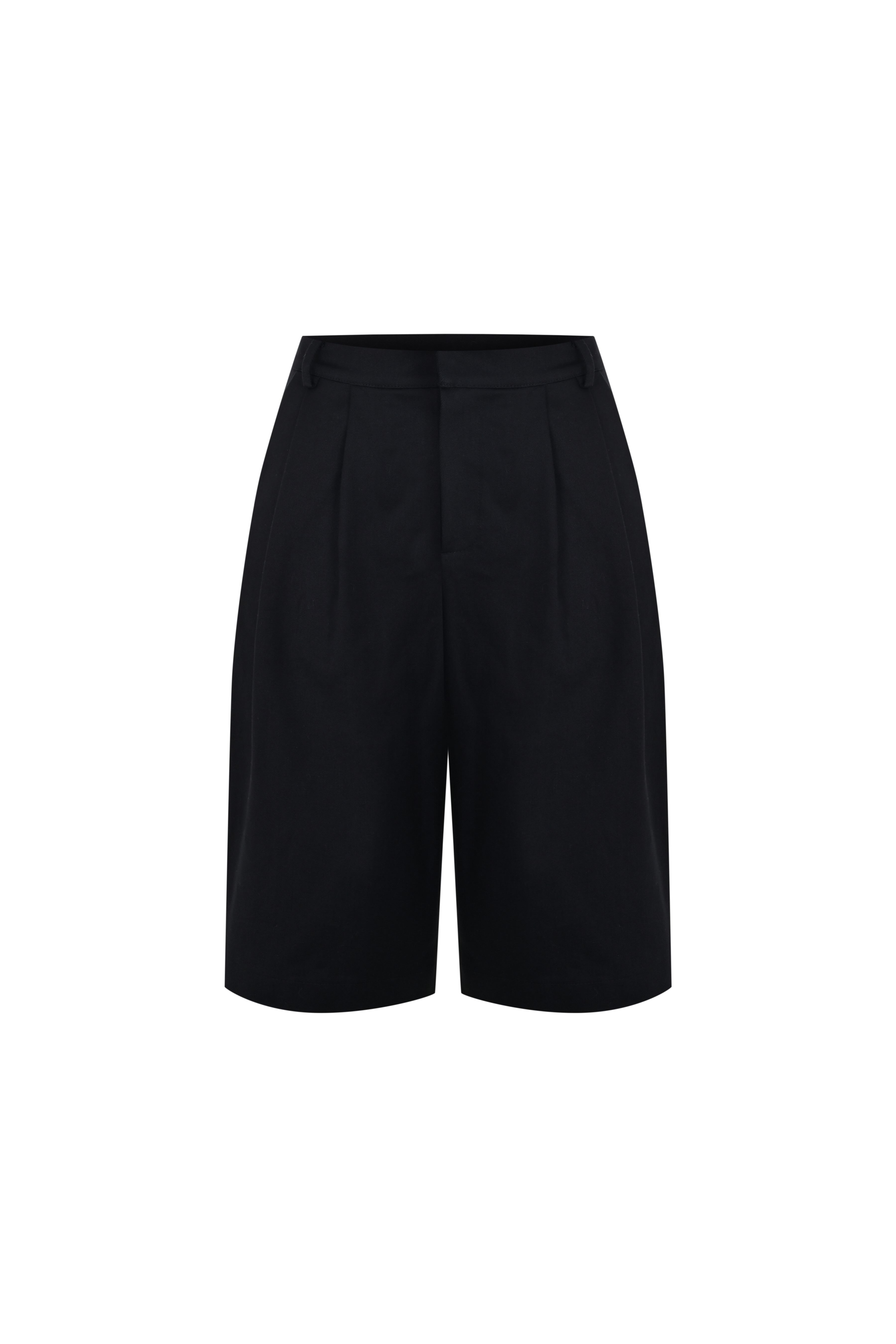 Death Is Easy-Black Canvas Pleated Jorts-Şort-4-Milagron.com