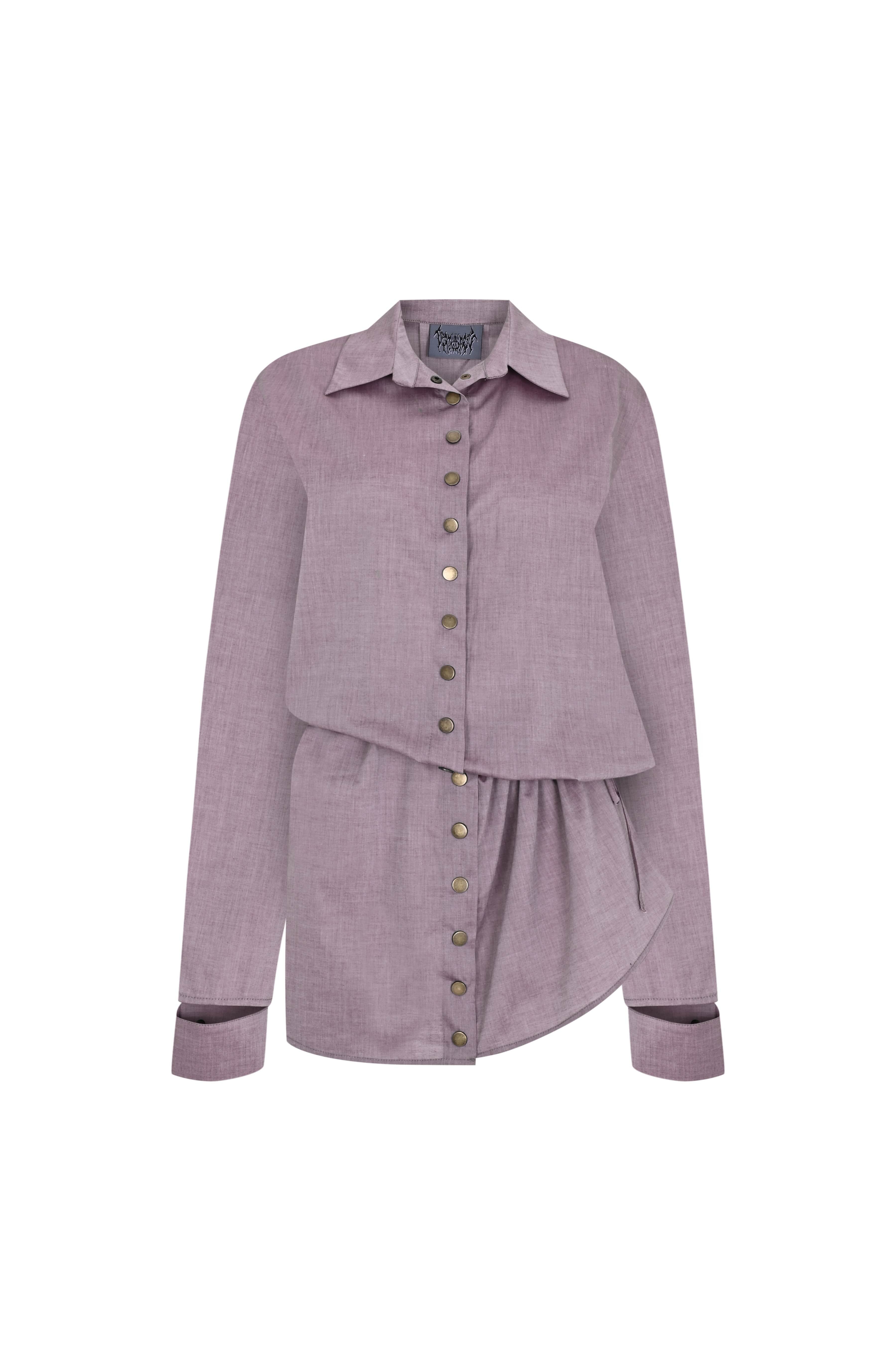 Death Is Easy-Bright Pink Shirt Dress-Elbise-4-Milagron.com