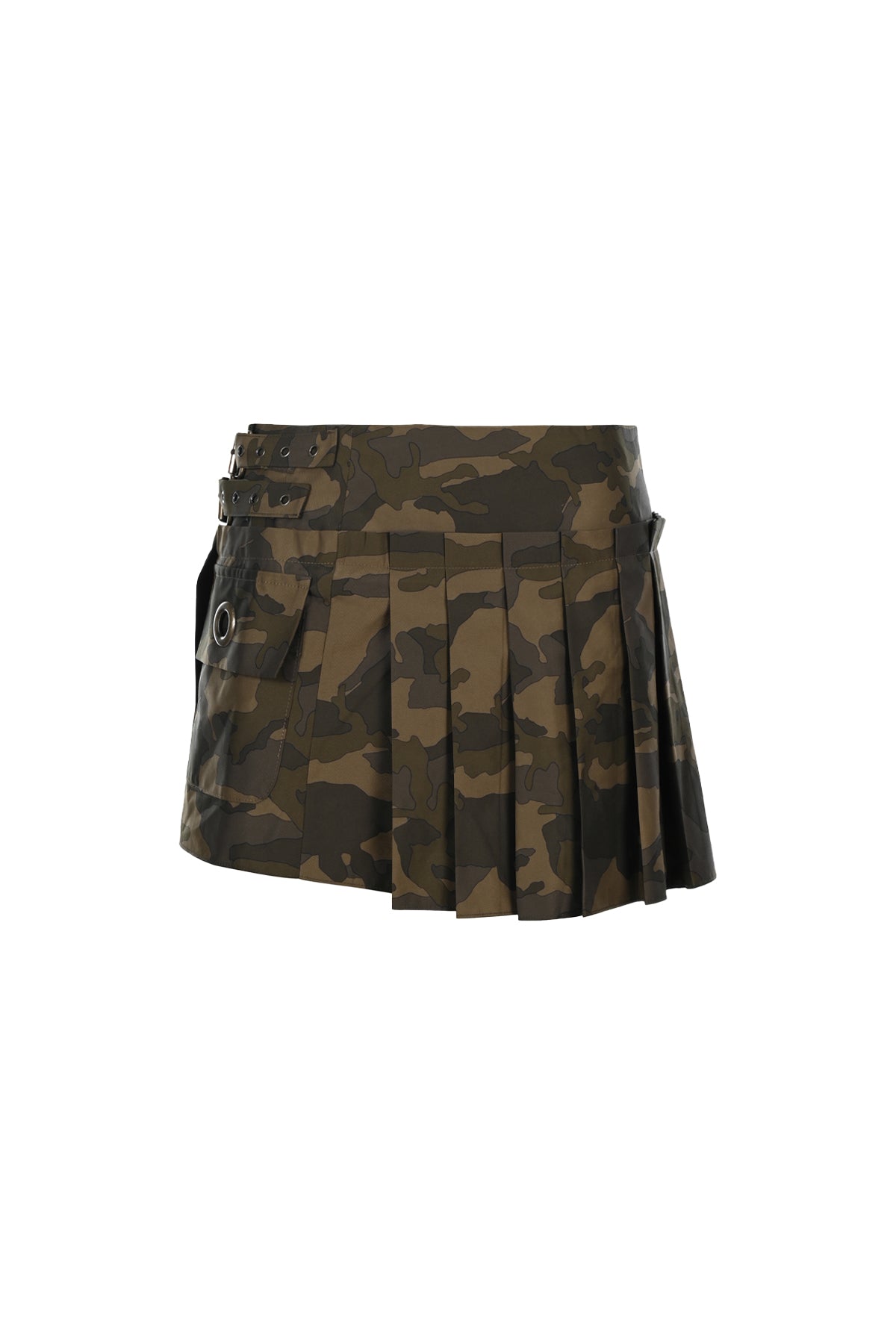 Death Is Easy-Camouflage Pleated Mini Skirt-Etek-3-Milagron.com