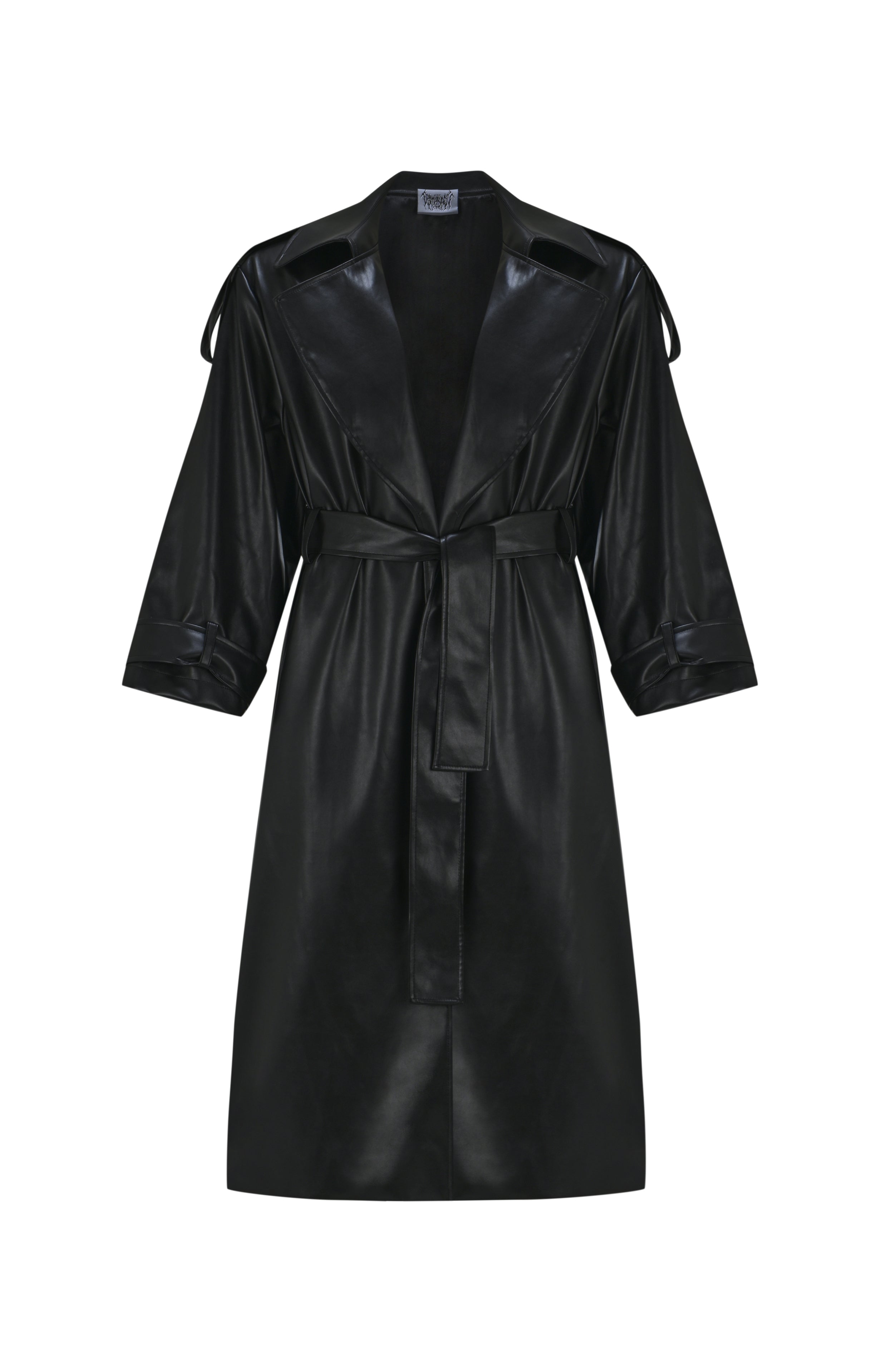 Death Is Easy-Faux Black Leather Women’s Coat-Deri Mont-5-Milagron.com