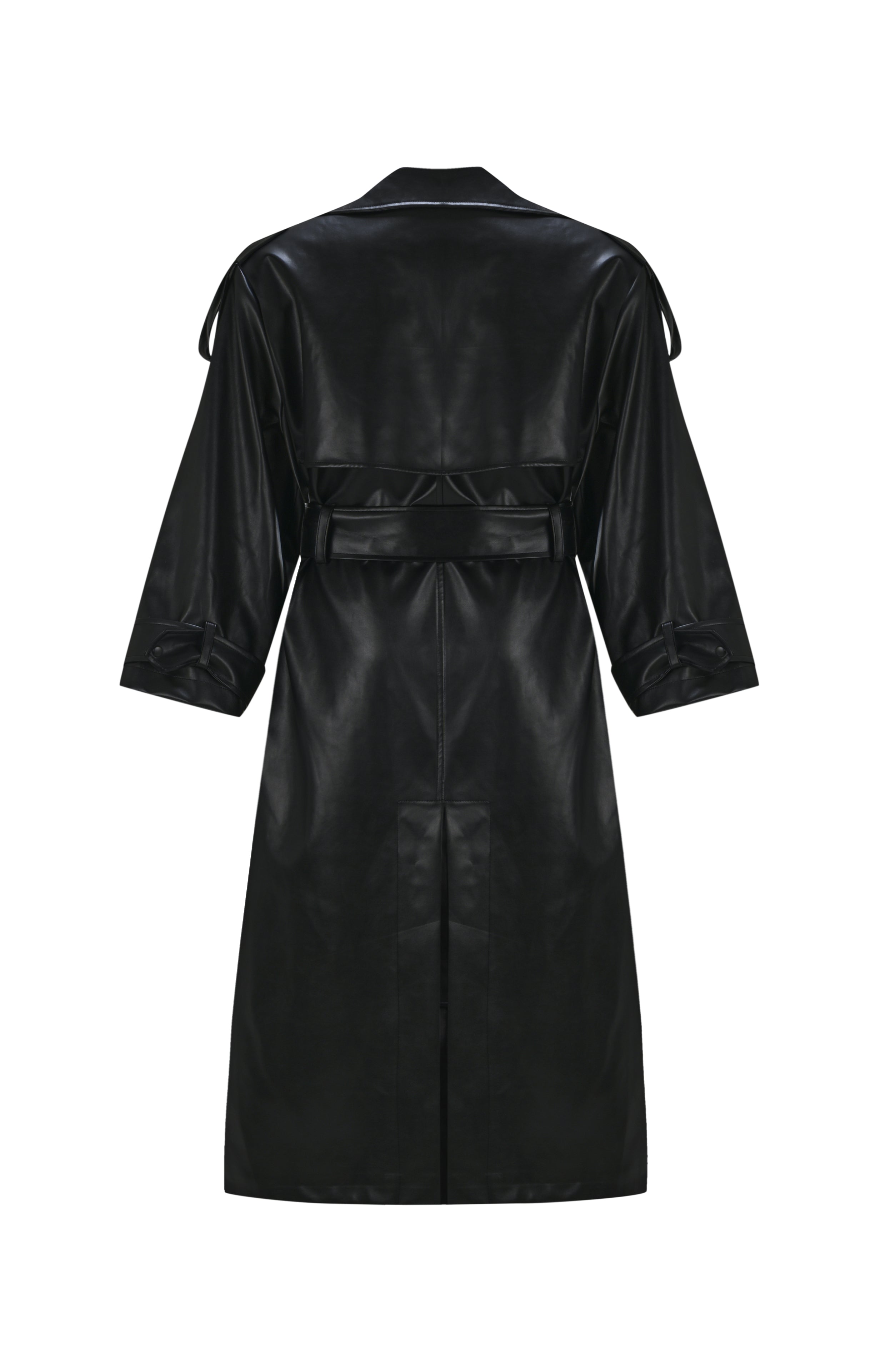 Death Is Easy-Faux Black Leather Women’s Coat-Deri Mont-7-Milagron.com