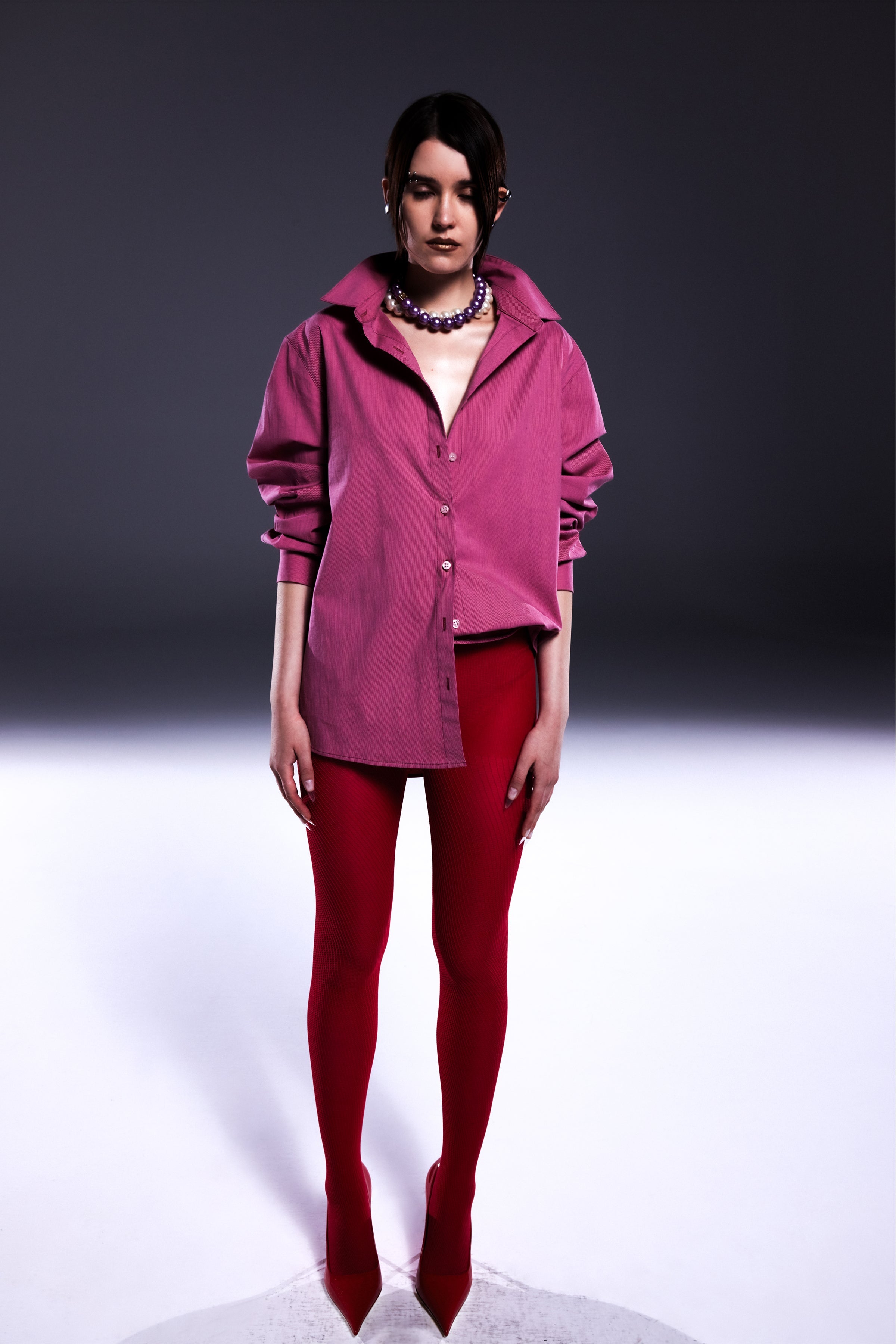 Death Is Easy-Hot Pink Button Down Oversize Shirt-Gömlek-1-Milagron.com