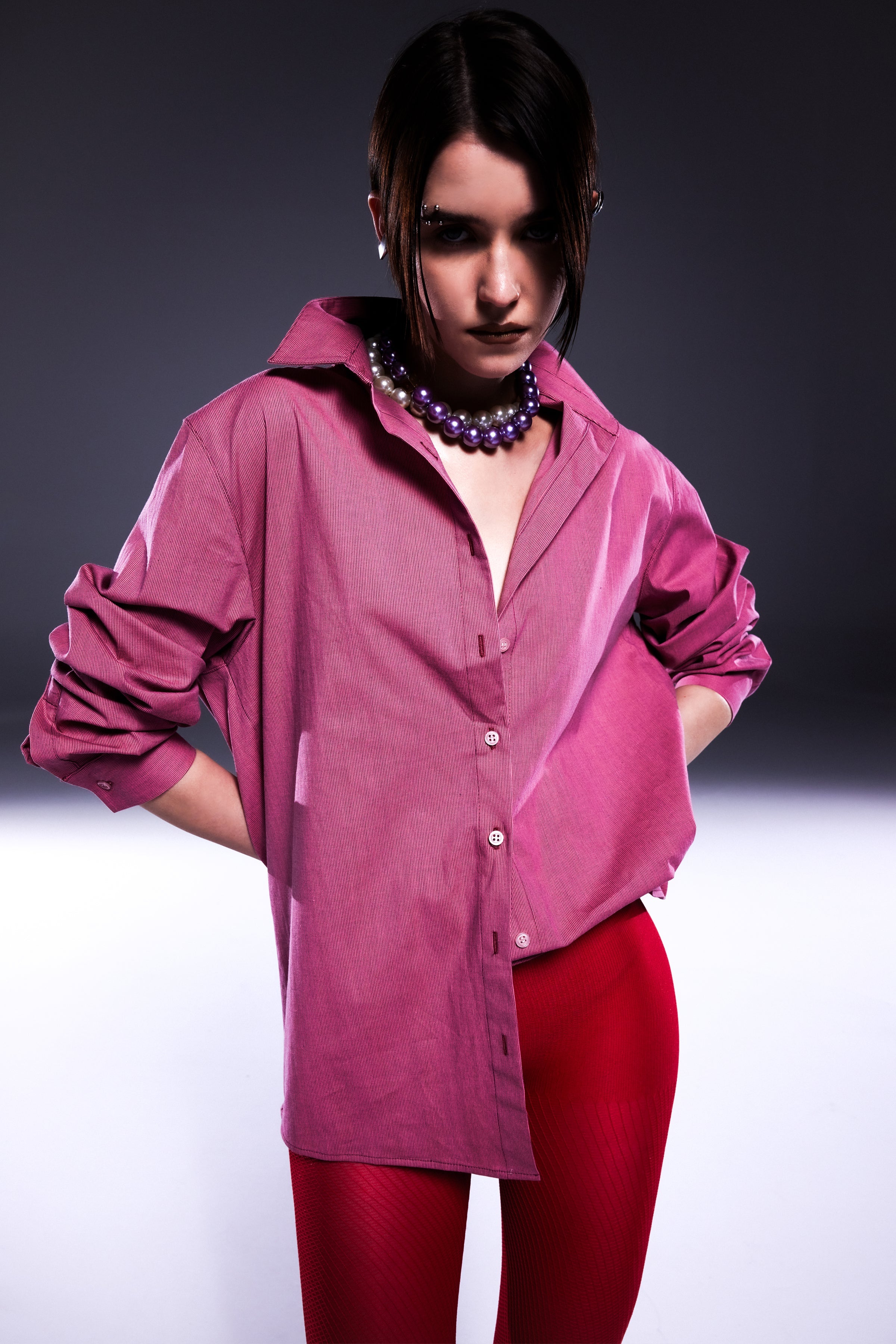 Death Is Easy-Hot Pink Button Down Oversize Shirt-Gömlek-2-Milagron.com
