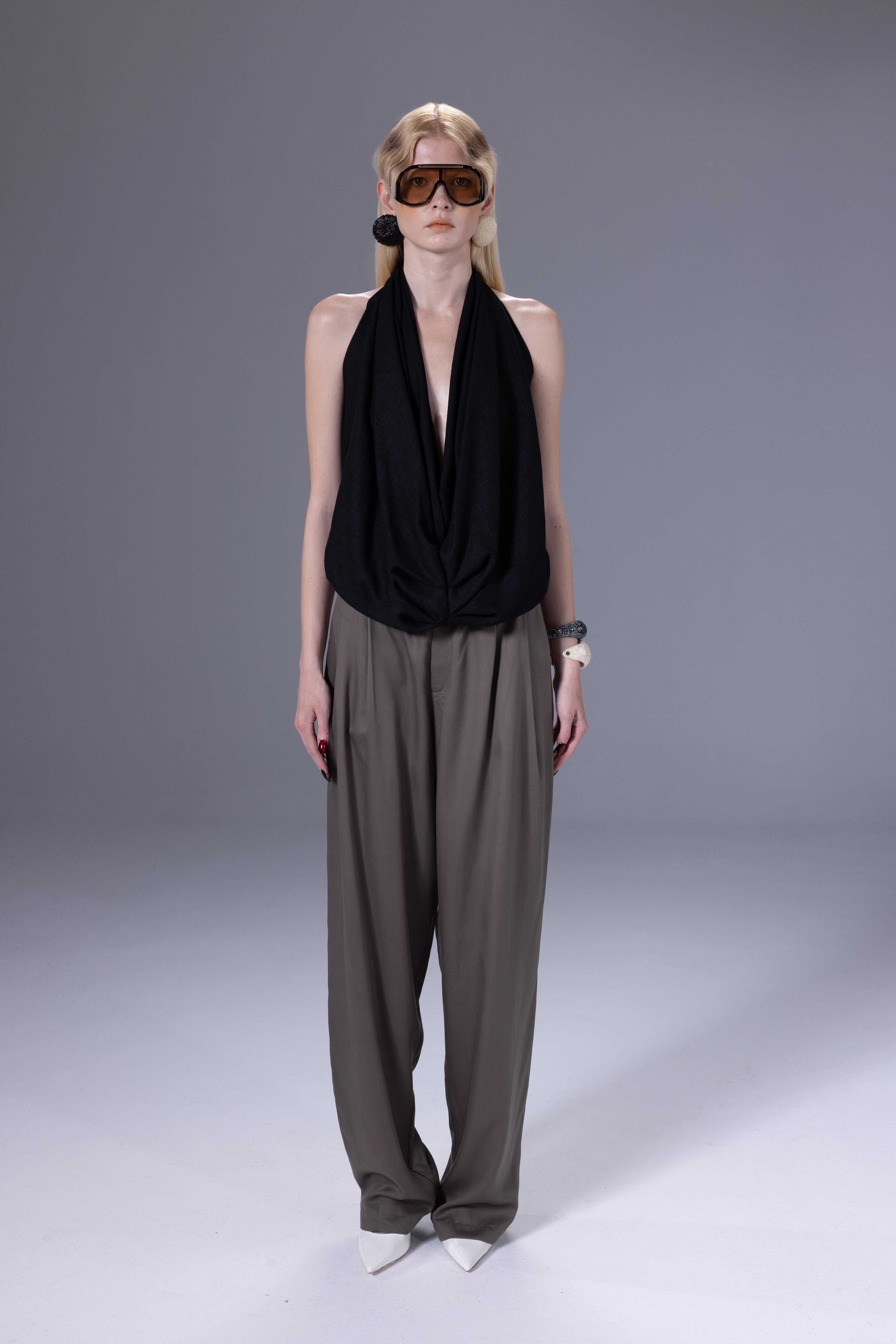 Death Is Easy-Khaki Pleated Pants-Pantolon-1-Milagron.com