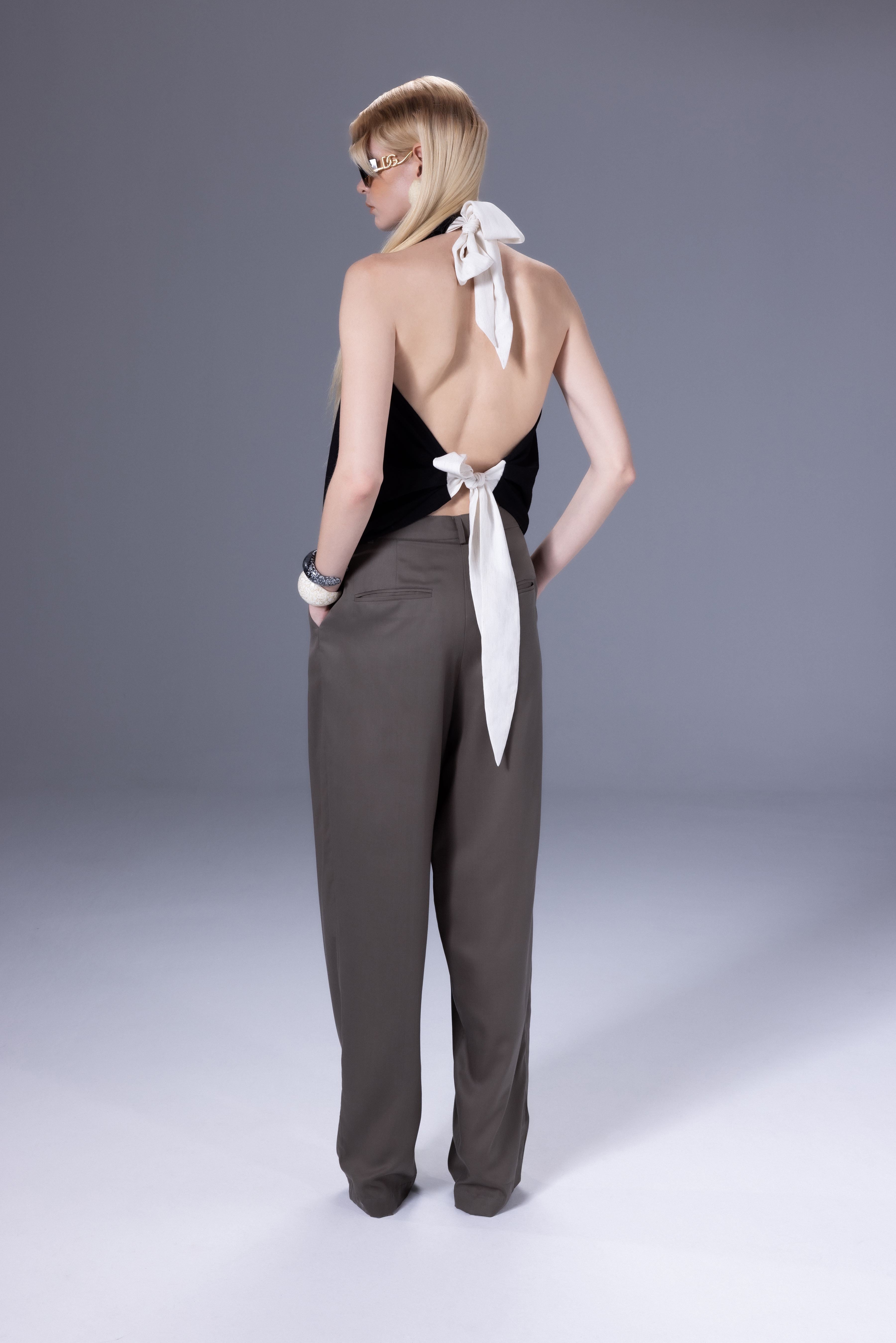 Death Is Easy-Khaki Pleated Pants-Pantolon-2-Milagron.com