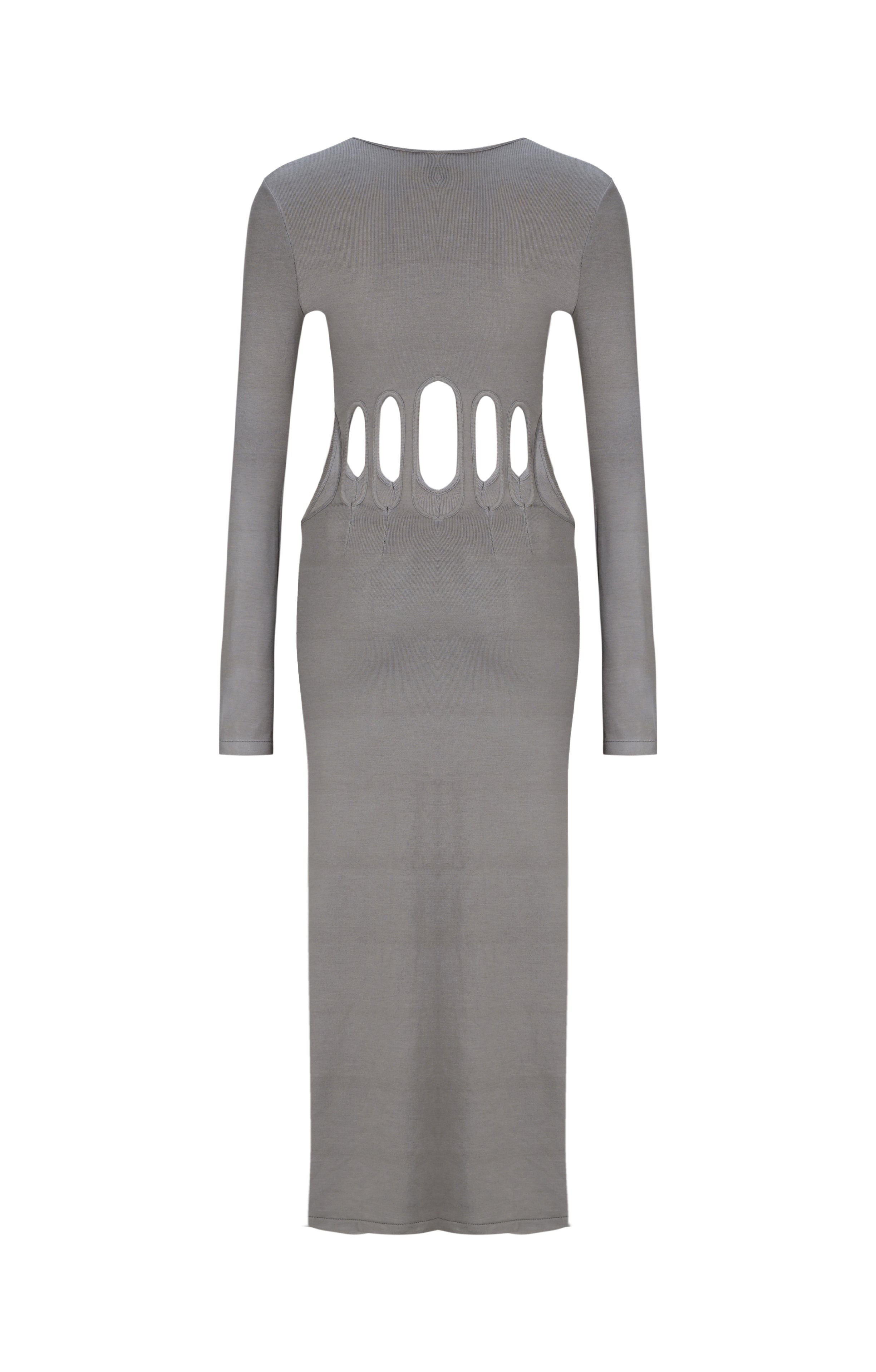 Death Is Easy-Knitted Grey Long Dress-Elbise-5-Milagron.com